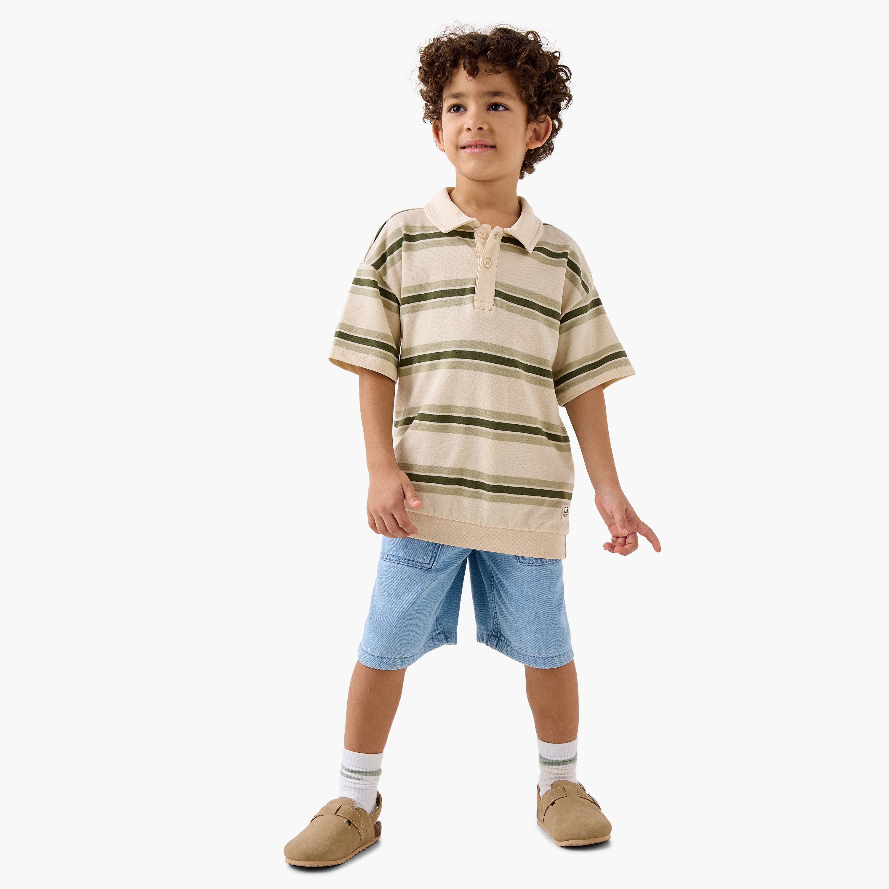 Lee Cooper Solid Denim Shorts with Drawstring Closure and Pockets-boys-clothing-bottoms-shorts-image-2