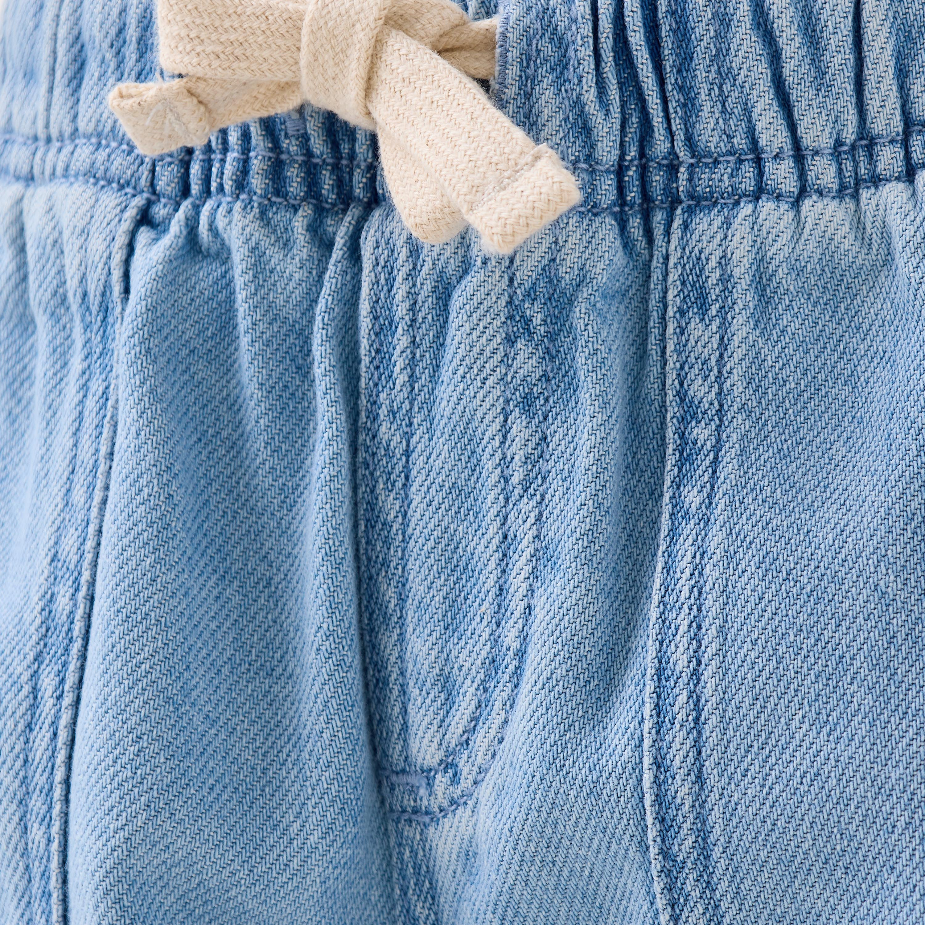 Lee Cooper Solid Denim Shorts with Drawstring Closure and Pockets-boys-clothing-bottoms-shorts-image-6