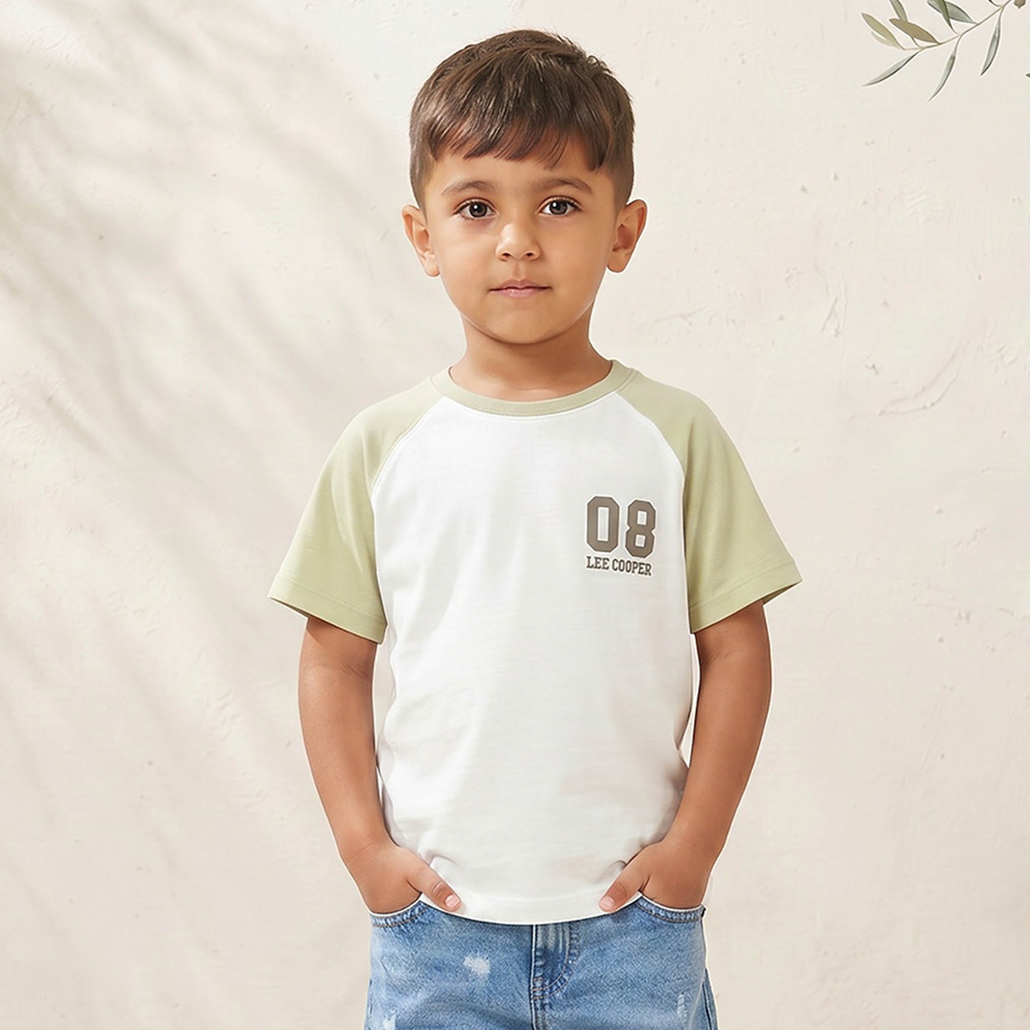 Lee Cooper Printed Raglan Sleeve T-shirt and Denim Shorts Set-boys-clothing-setsandcoords-image-2