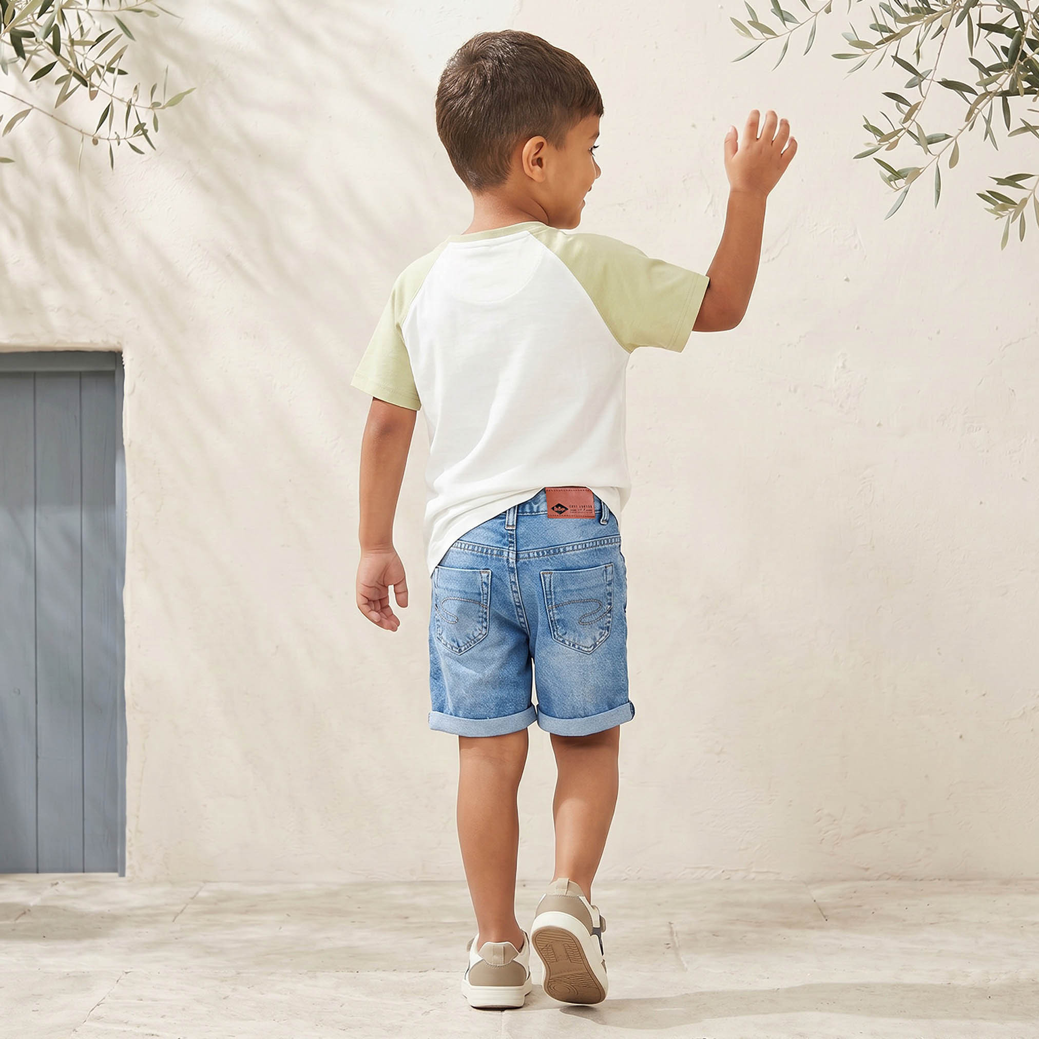 Lee Cooper Printed Raglan Sleeve T-shirt and Denim Shorts Set-boys-clothing-setsandcoords-image-4
