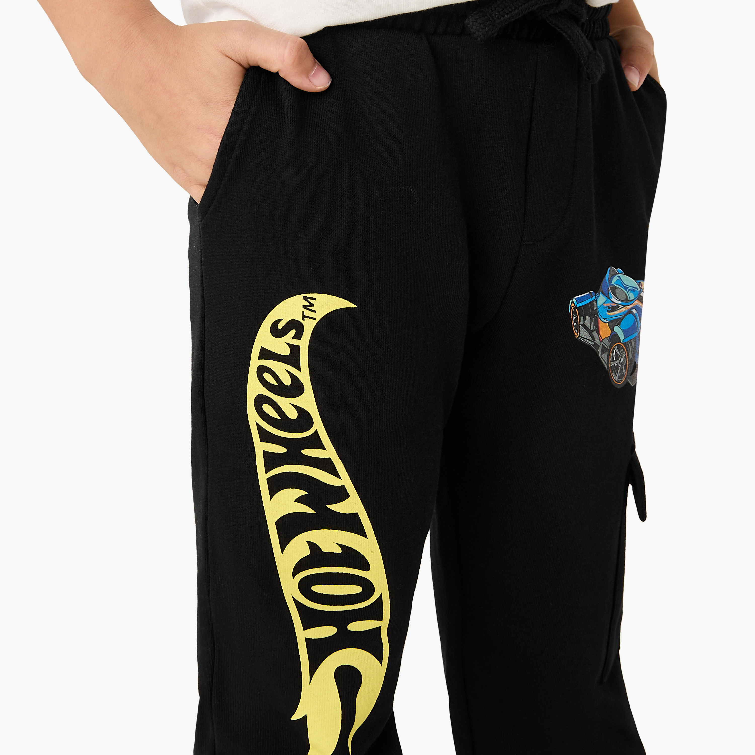 بنطلون رياضي برباط إغلاق وجيوب وطبعات هوت ويلز-boys-clothing-bottoms-joggersandtrackpants-image-2