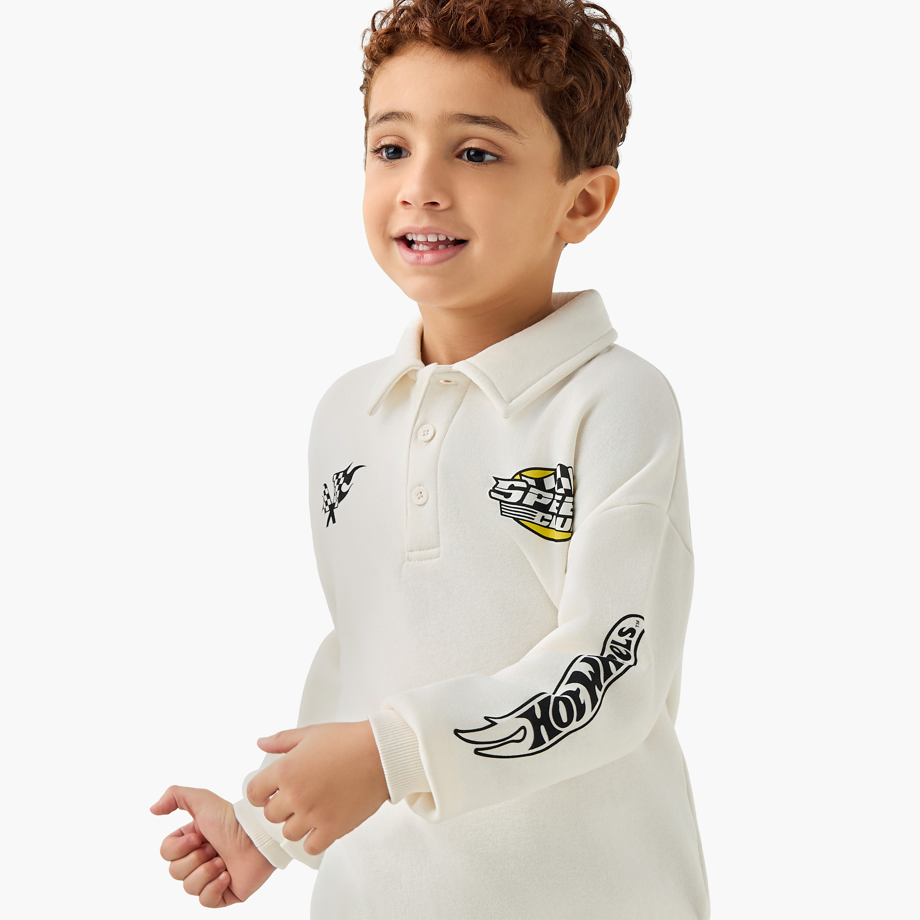 Printed Polo Sweatshirt with Long Sleeves-boys-clothing-sweatshirts-image-4