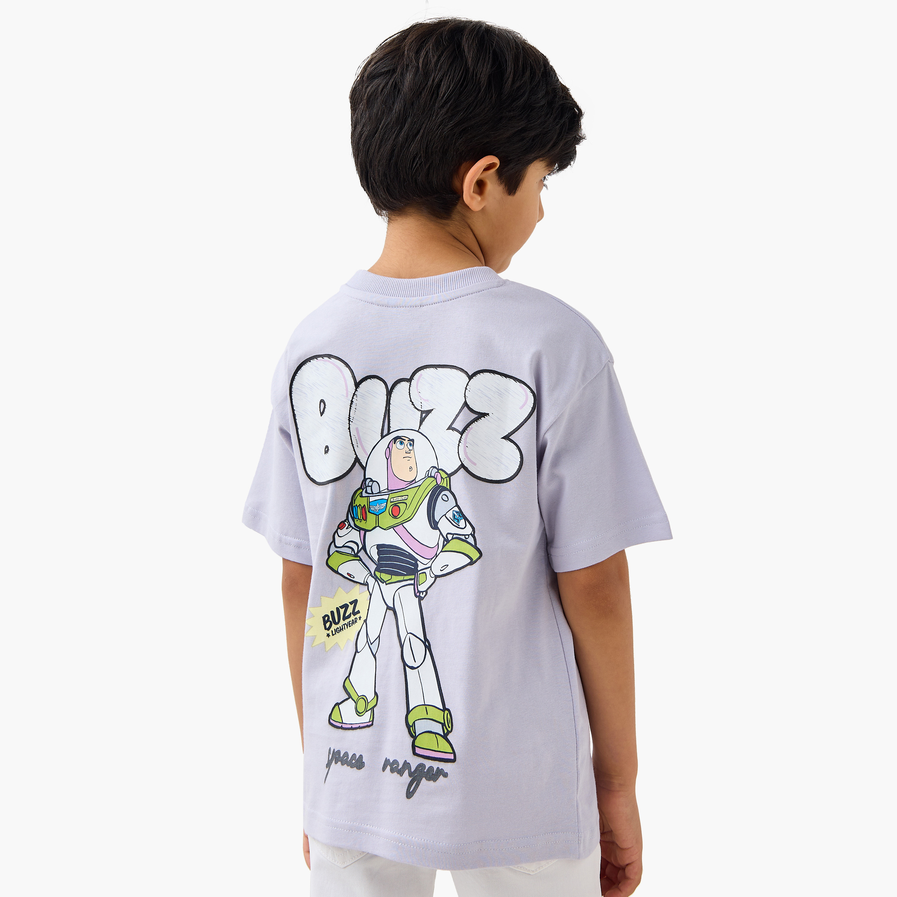 Disney Buzz Lightyear Print T-shirt with Crew Neck-boys-clothing-tshirtsandpolos-image-1