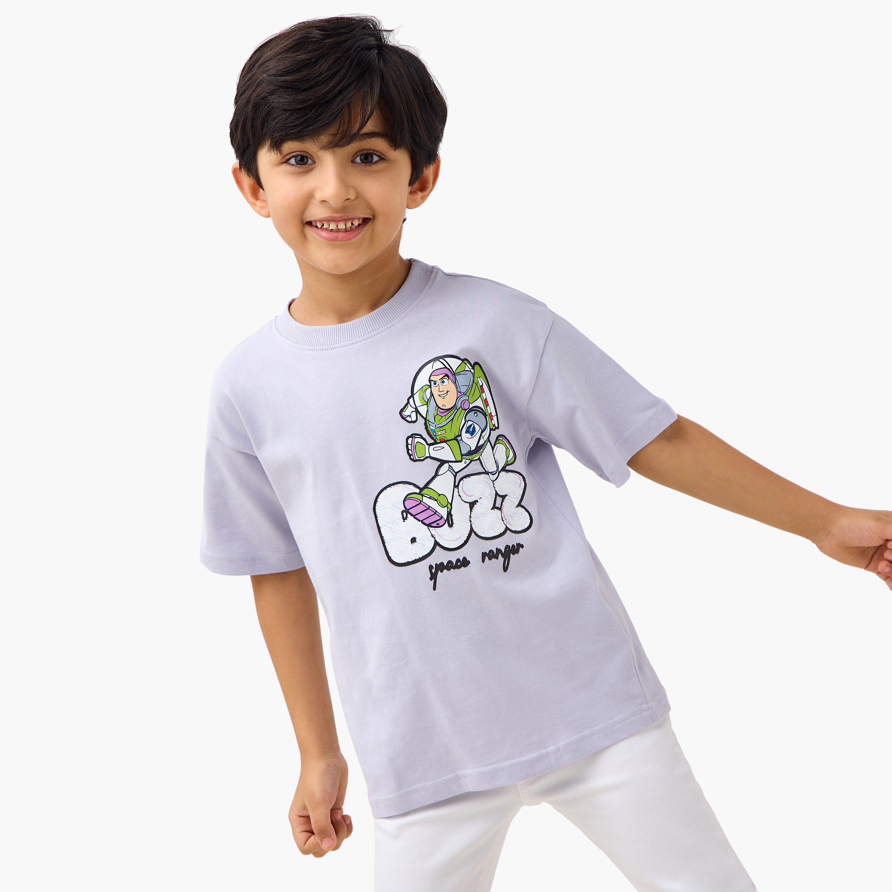 Disney Buzz Lightyear Print T-shirt with Crew Neck-boys-clothing-tshirtsandpolos-image-2
