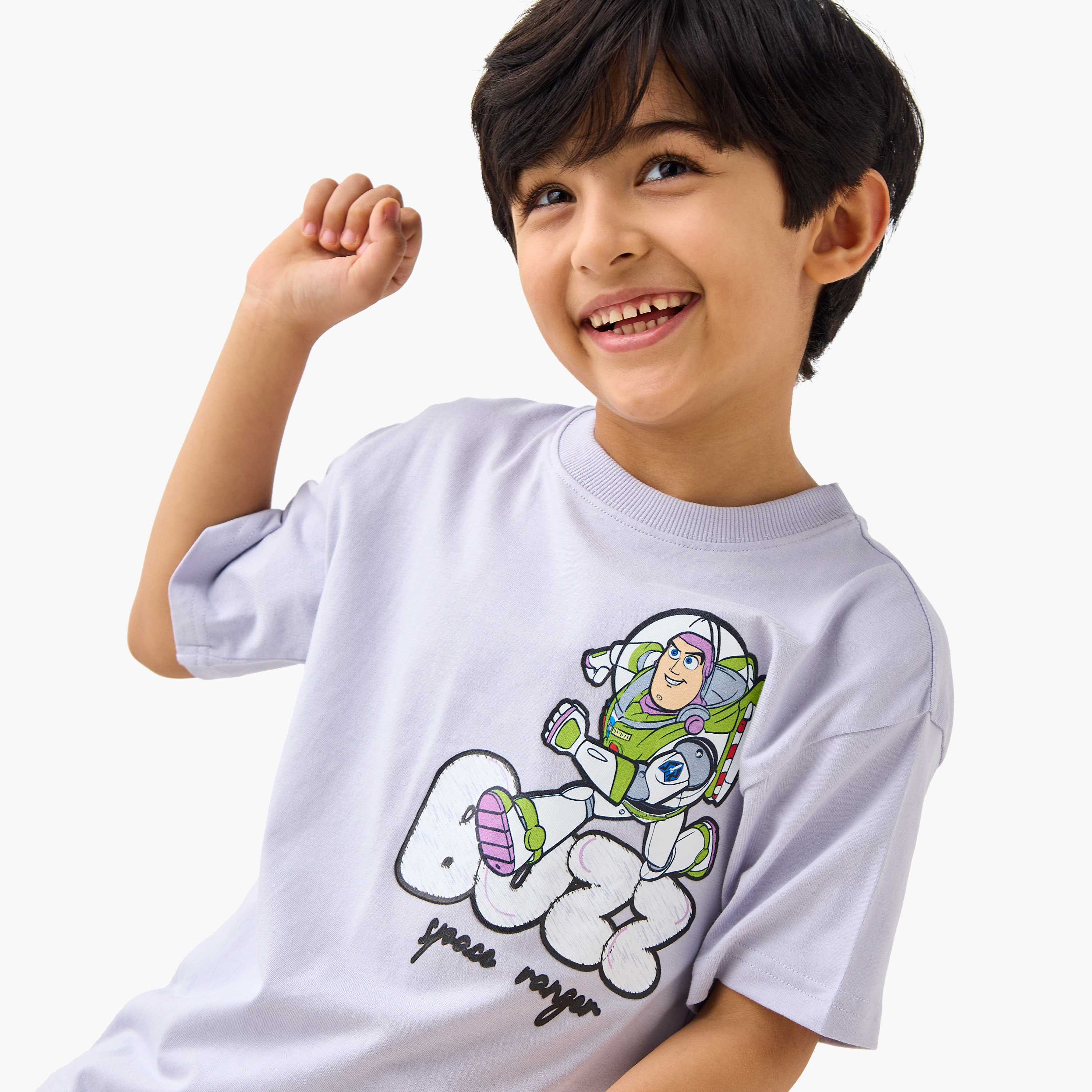 Disney Buzz Lightyear Print T-shirt with Crew Neck-boys-clothing-tshirtsandpolos-image-4