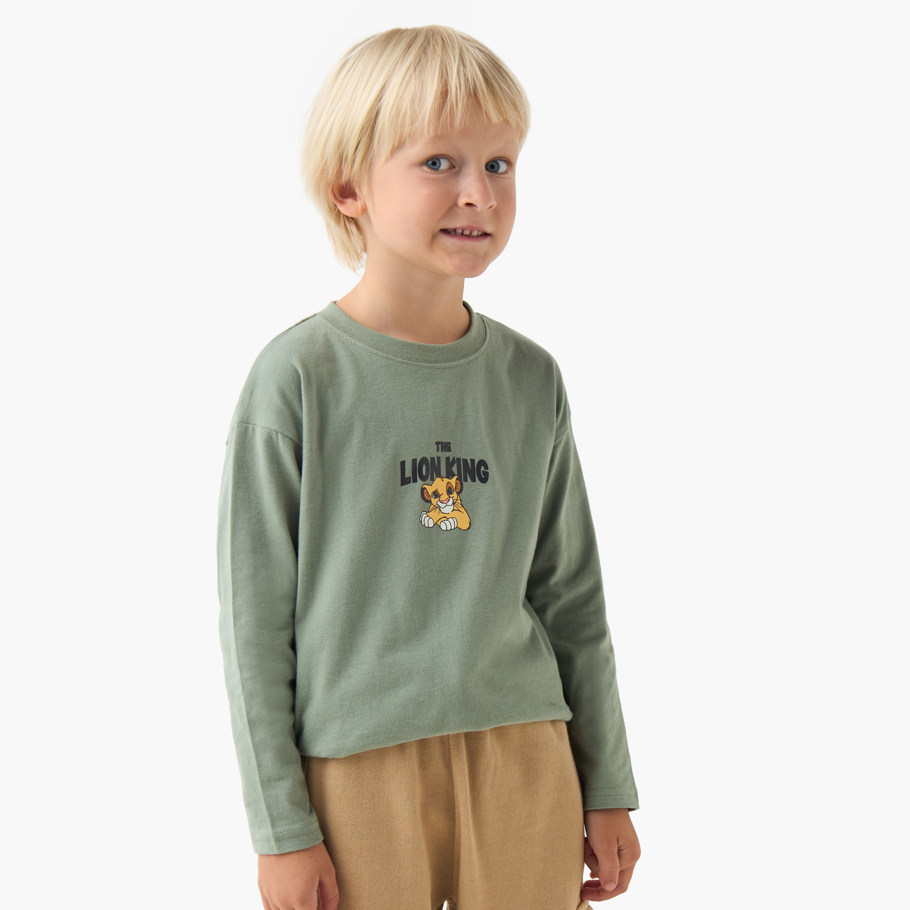 Disney Boys Crew Neck T-shirt with Lion King Print - Cotton - Long Sleeves-boys-clothing-tshirtsandpolos-image-1