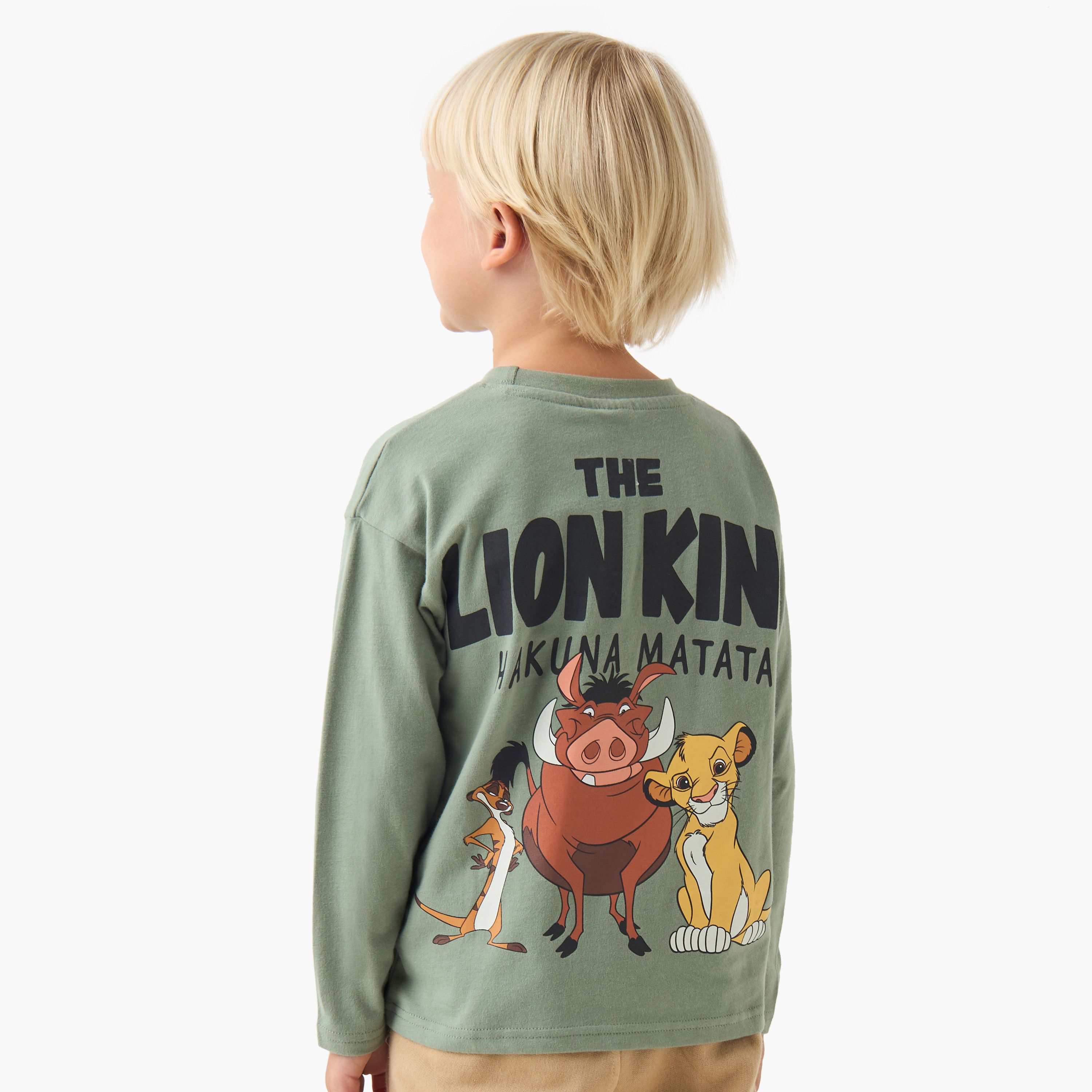 Disney Boys Crew Neck T-shirt with Lion King Print - Cotton - Long Sleeves-boys-clothing-tshirtsandpolos-image-3