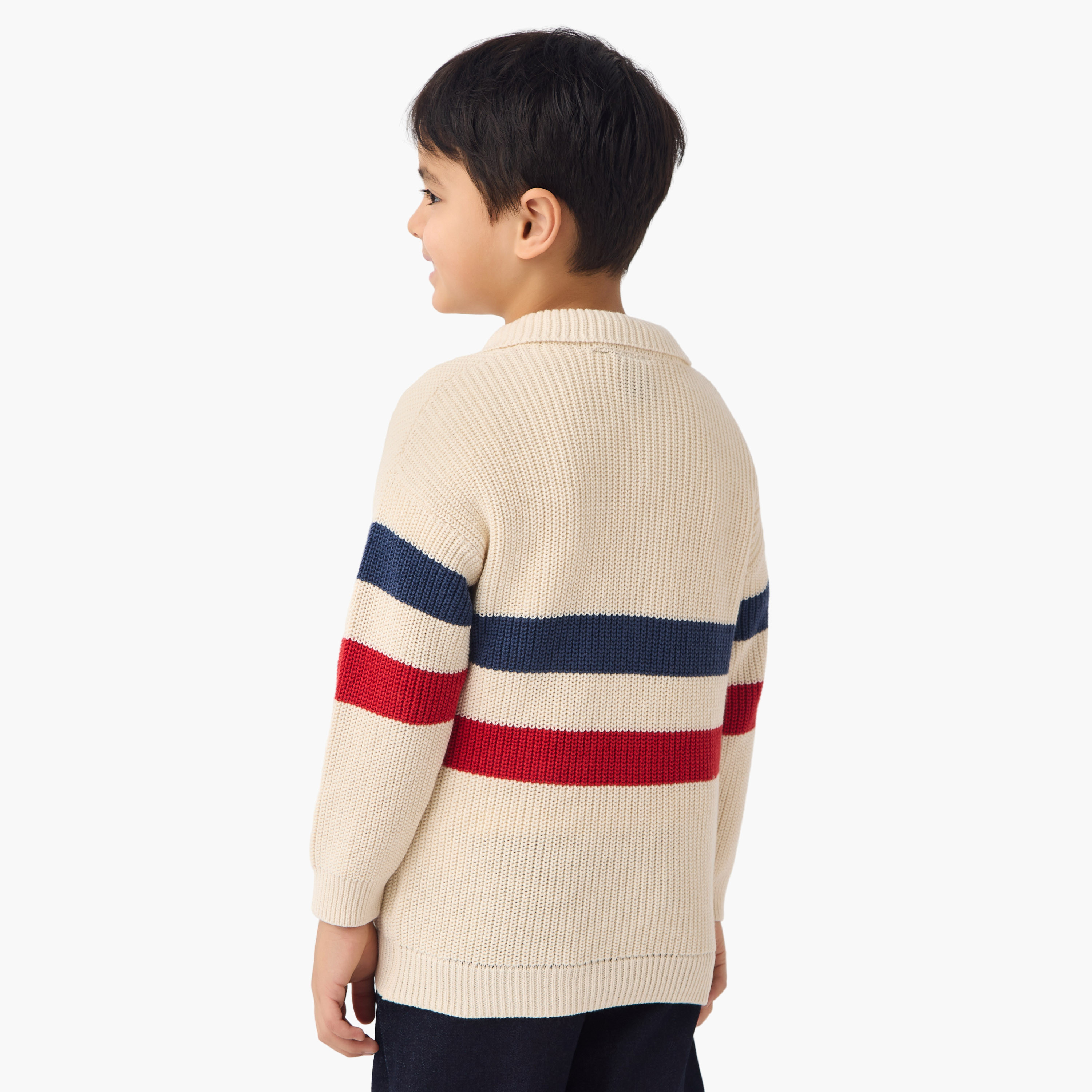 Disney Mickey Mouse Striped Pullover with Collar and Long Sleeves-baby-boys-clothing-winterwear-jumpersandcardigans-image-3