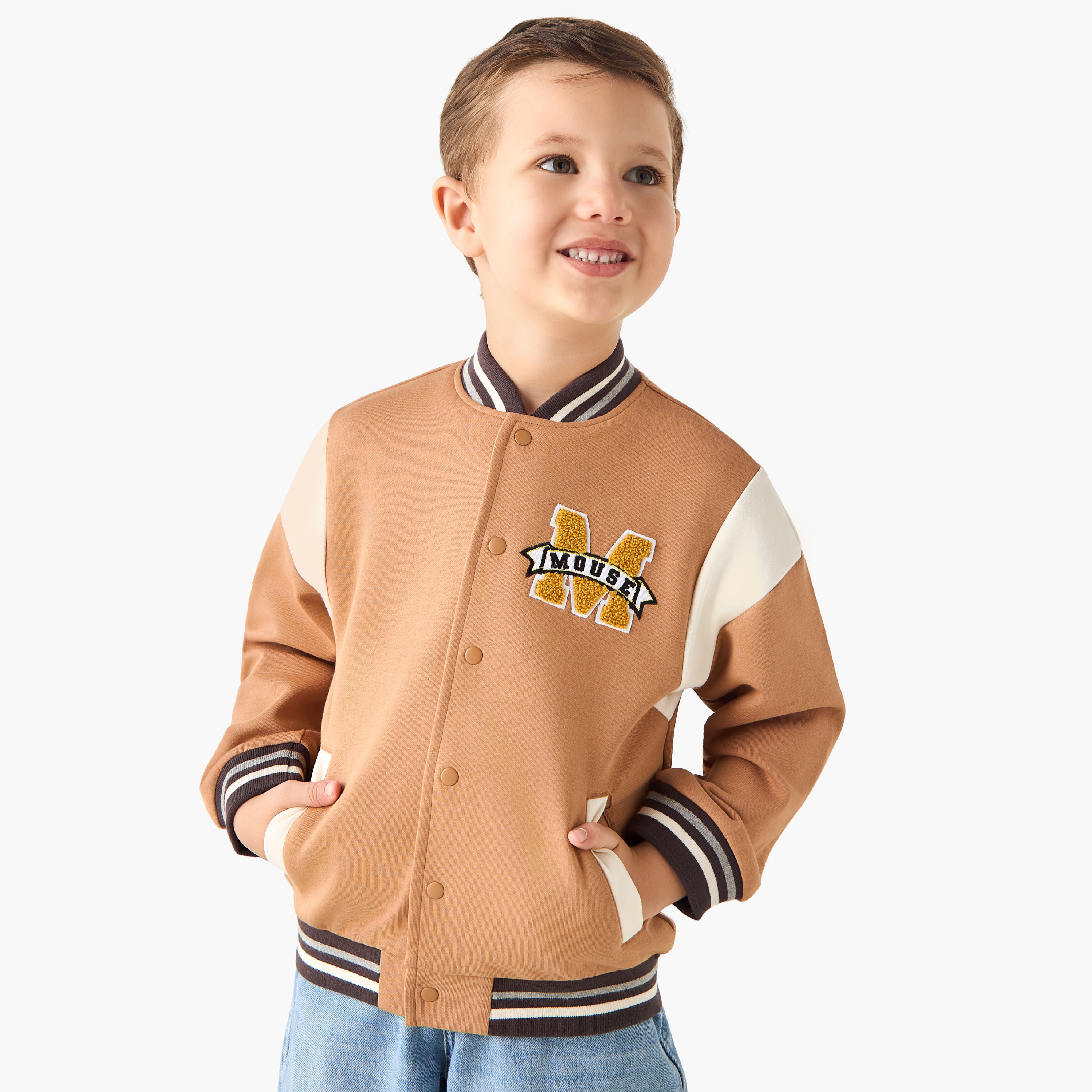 Disney Mickey Mouse Print Bomber Jacket with Pockets-boys-clothing-jacketsandcoats-image-1