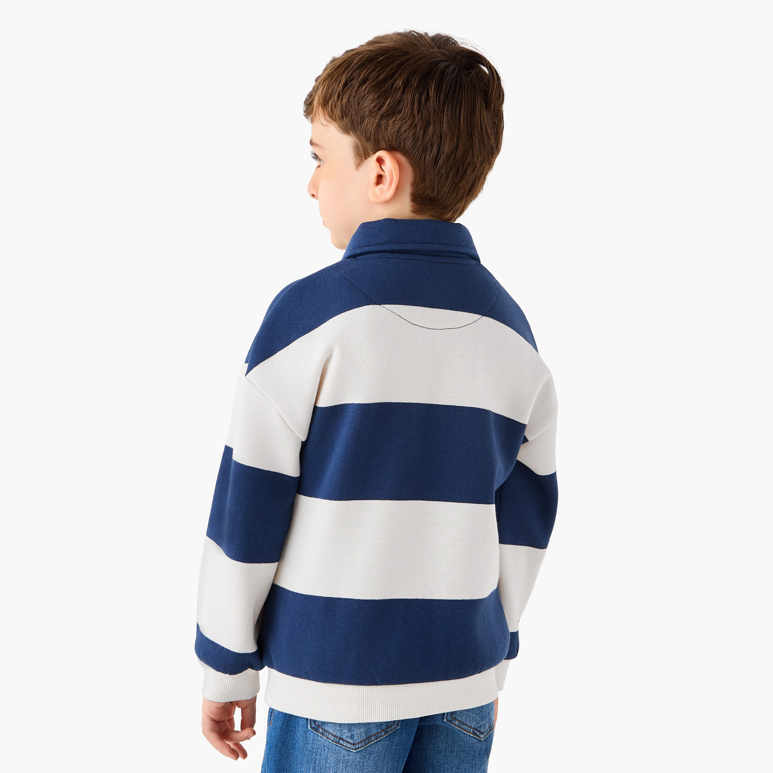 Disney Mickey Mouse Print Polo Sweatshirt with Long Sleeves-boys-clothing-sweatshirts-image-3