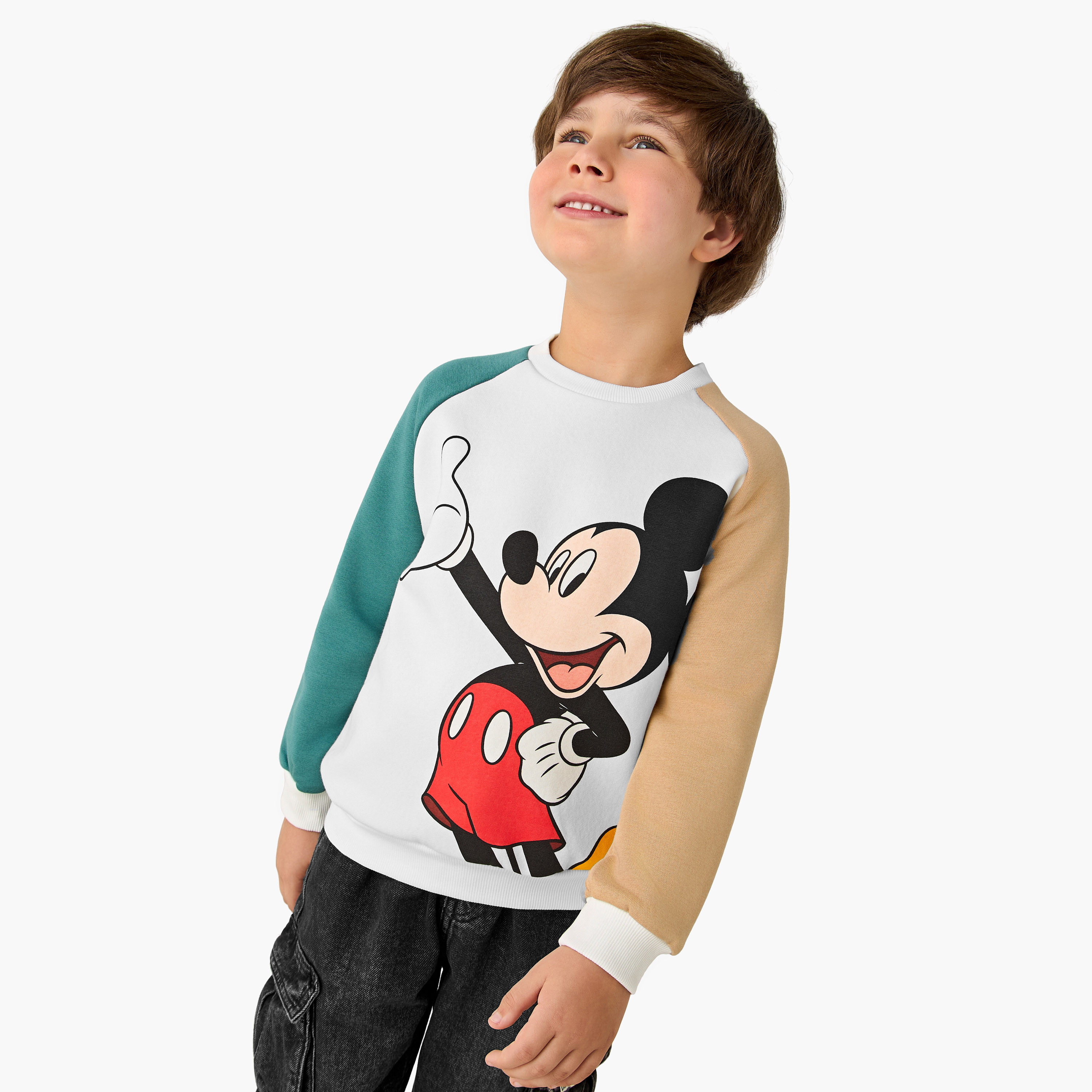 Disney Mickey Mouse Print Sweatshirt with Long Sleeves-boys-clothing-sweatshirts-image-1