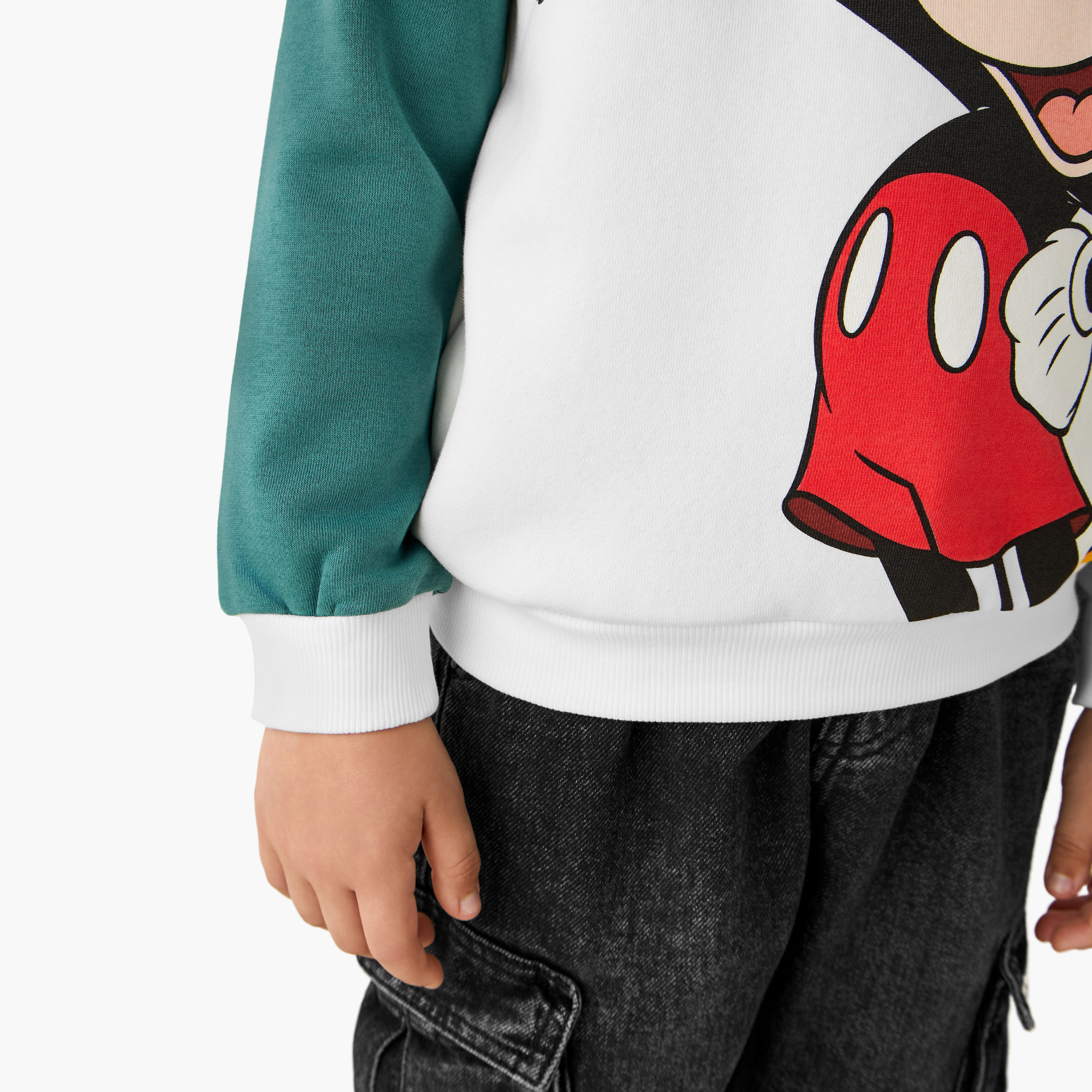 Disney Mickey Mouse Print Sweatshirt with Long Sleeves-boys-clothing-sweatshirts-image-5