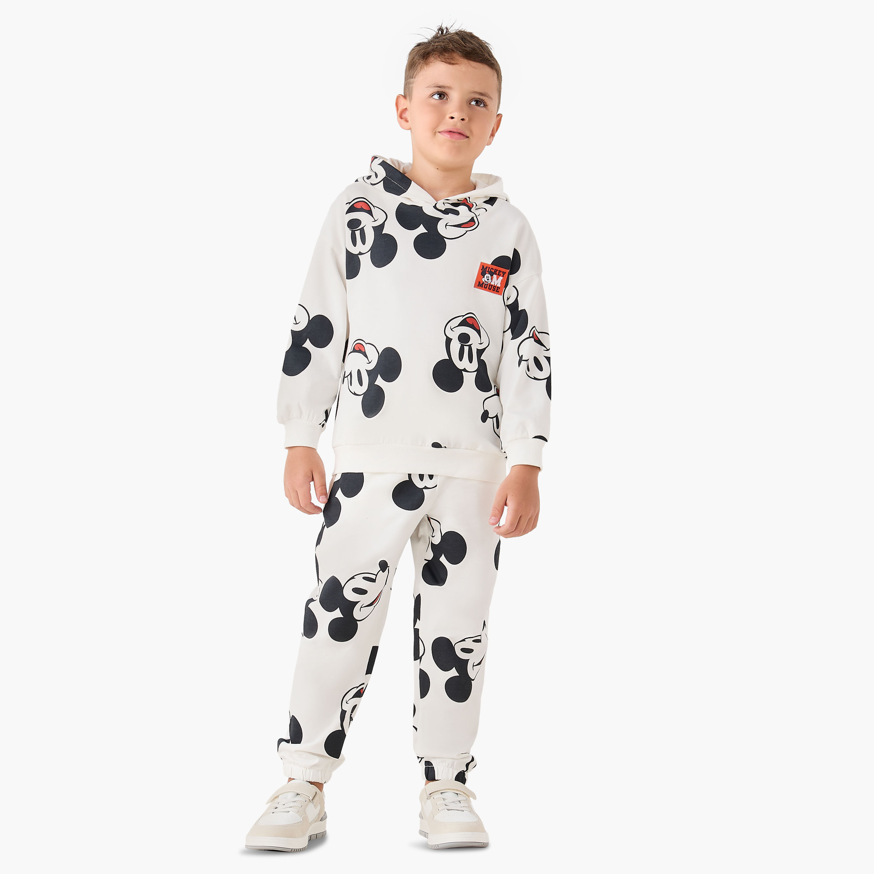 Disney Boys Sweatshirt and Joggers with Mickey Mouse Print - Cotton - Long Sleeves - Hood-boys-clothing-setsandcoords-image-1