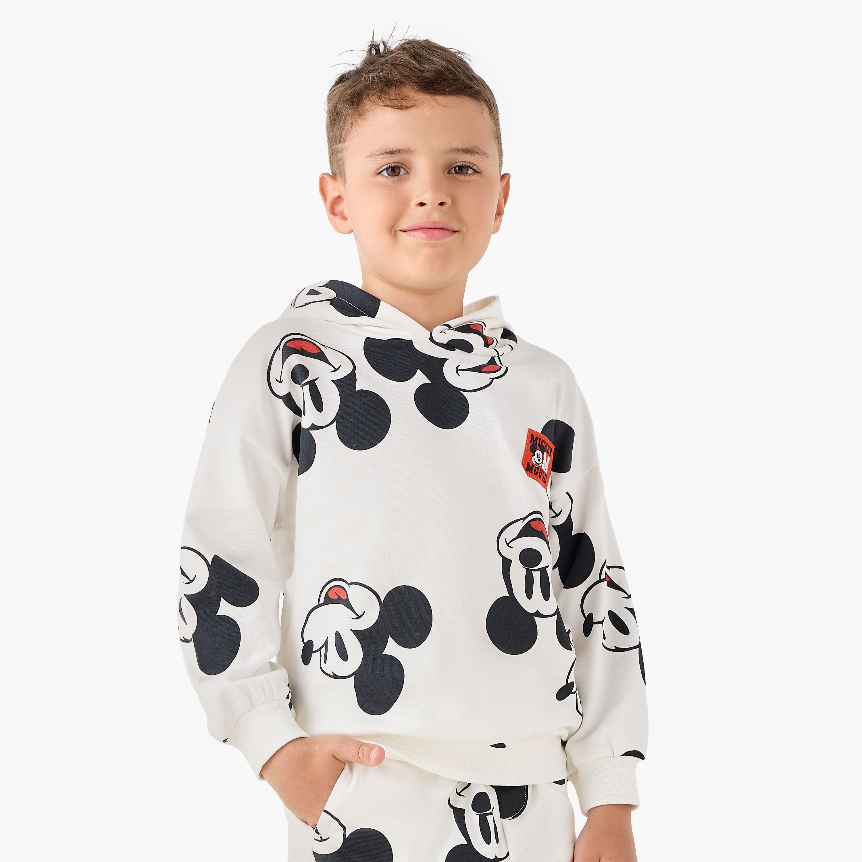 Disney Boys Sweatshirt and Joggers with Mickey Mouse Print - Cotton - Long Sleeves - Hood-boys-clothing-setsandcoords-image-2