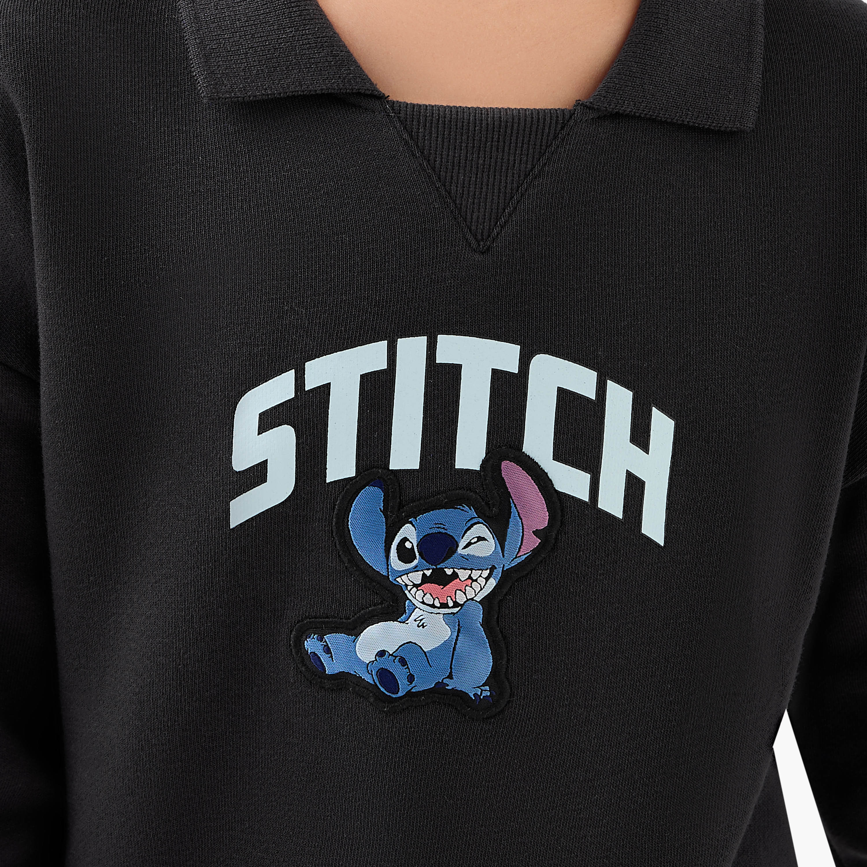 Disney Boys Sweatshirt Joggers Set with Stitch Print - Cotton Blend - Long Sleeves - Collar-boys-clothing-setsandcoords-image-5