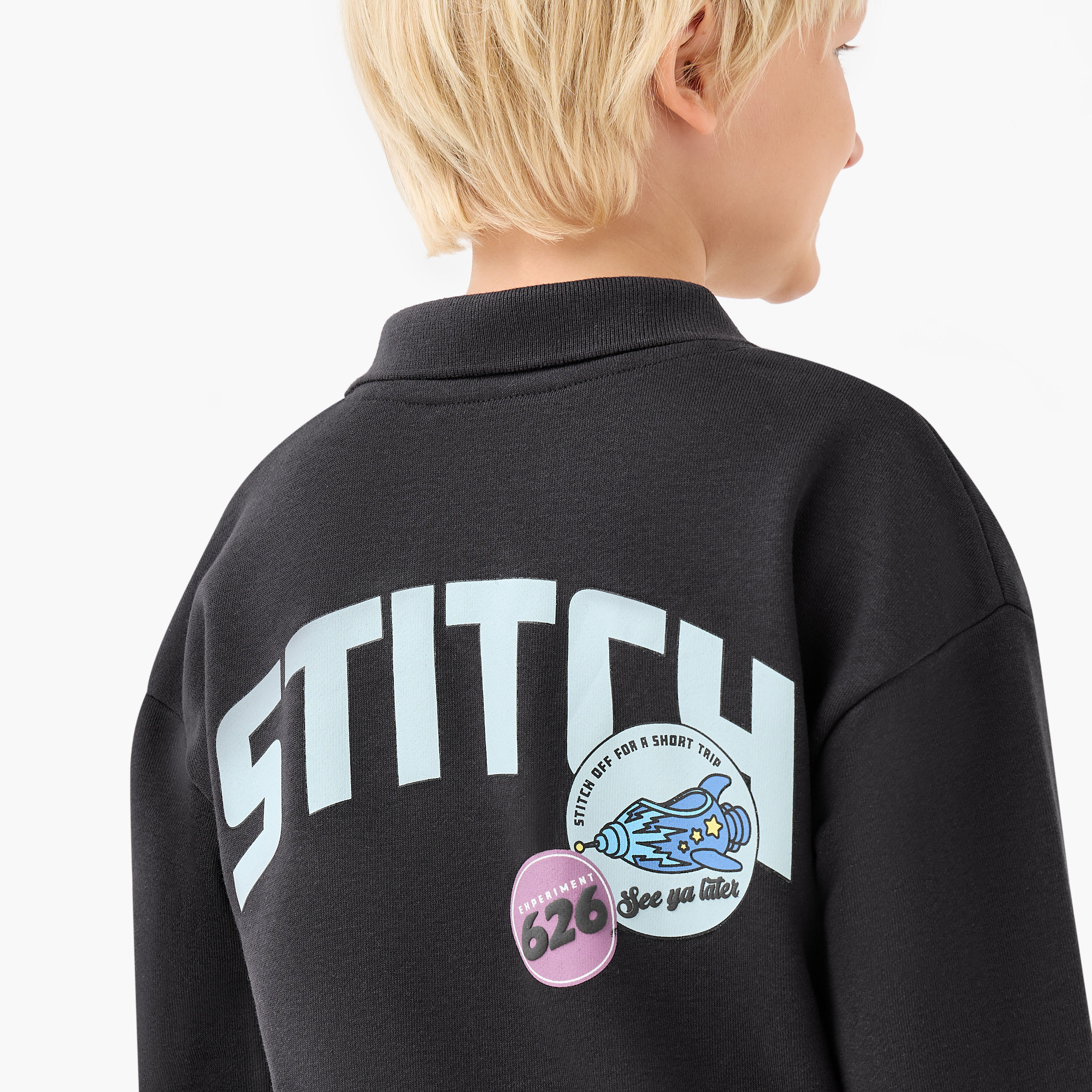 Disney Boys Sweatshirt Joggers Set with Stitch Print - Cotton Blend - Long Sleeves - Collar-boys-clothing-setsandcoords-image-6