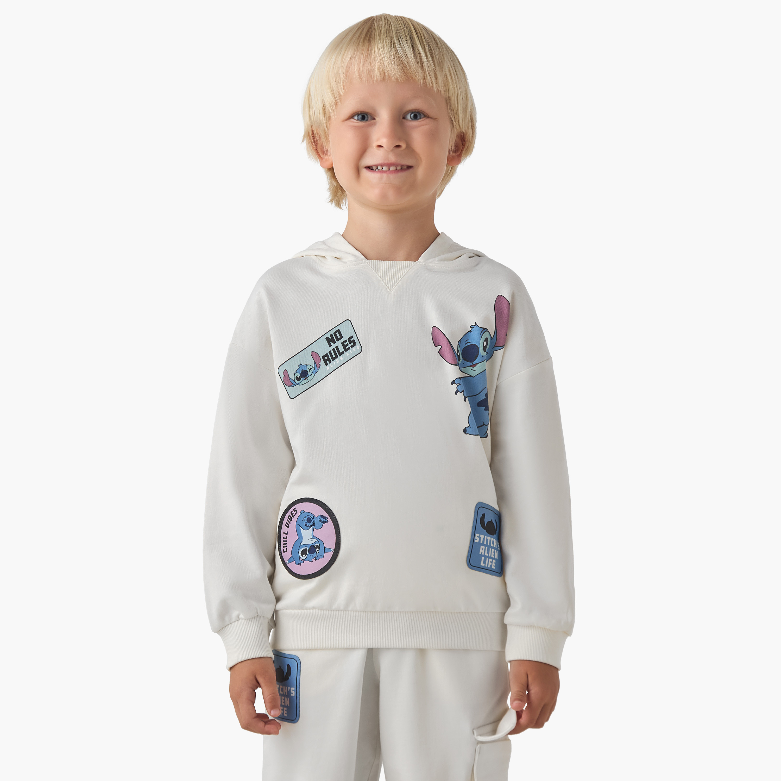 Disney Boys Sweatshirt and Joggers Set with Stitch Print - Cotton - Long Sleeves - Hooded Neck-boys-clothing-setsandcoords-image-2