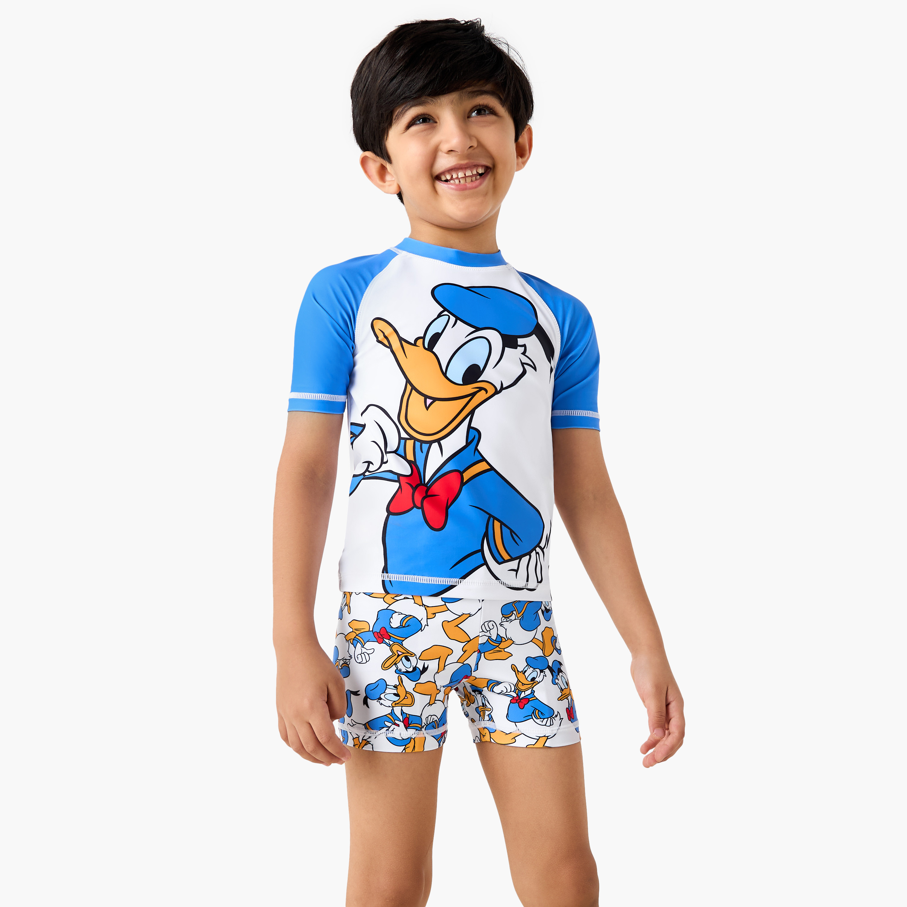 Disney Donald Duck Print Swim T-shirt and Shorts Set-baby-boys-clothing-swimwear-image-1