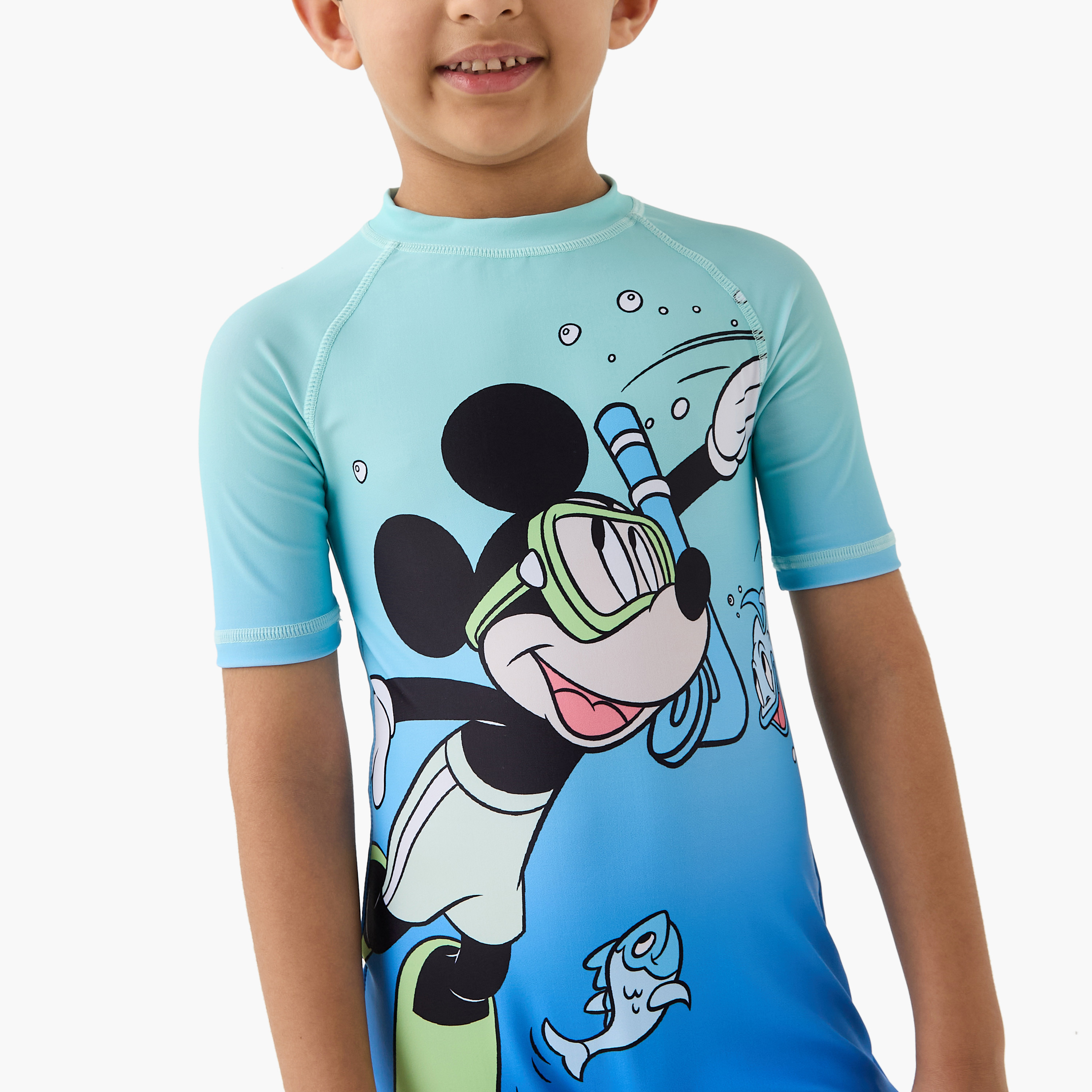 بدلة سباحة بأكمام قصيرة  وطبعات ميكي ماوس من ديزني-sports-boys-clothing-swimwear-image-3