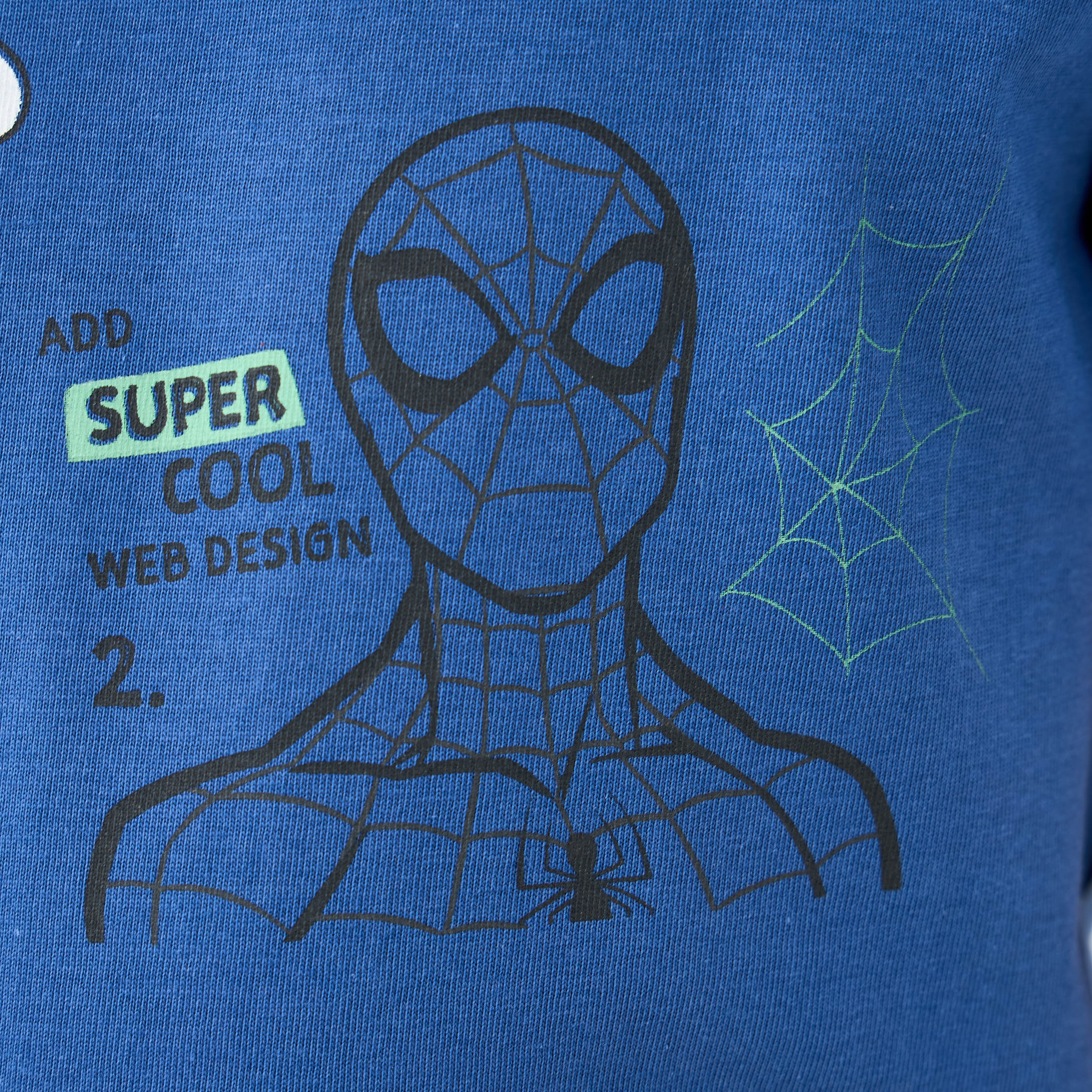 تيشيرت بياقة ضيقة وطبعات سبايدرمان مع أكمام قصيرة-boys-clothing-tshirtsandpolos-image-5