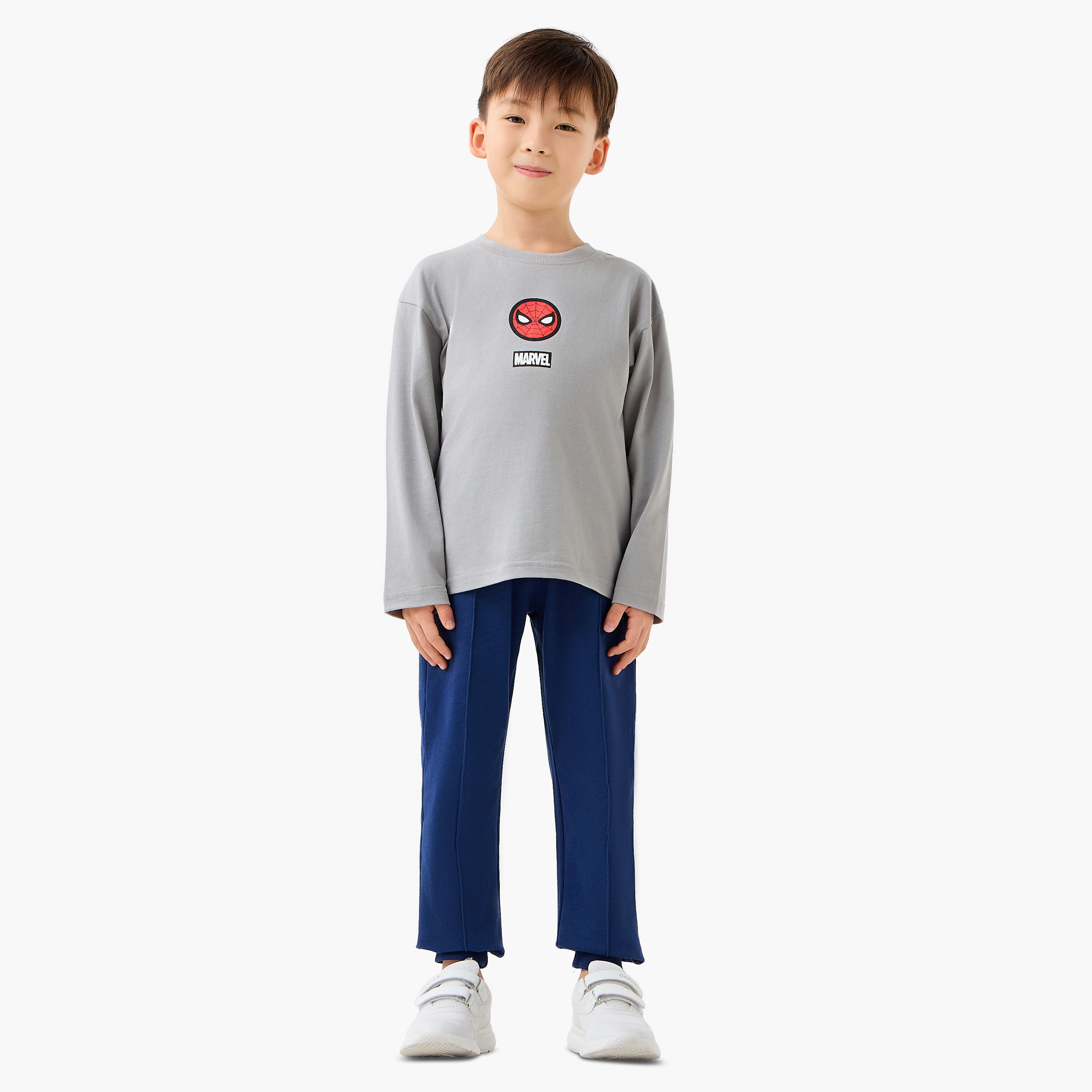 تيشيرت قطن للأولاد بأكمام طويلة ورقبة ضيقة وبطبعات سبايدر مان-boys-clothing-tshirtsandpolos-image-2