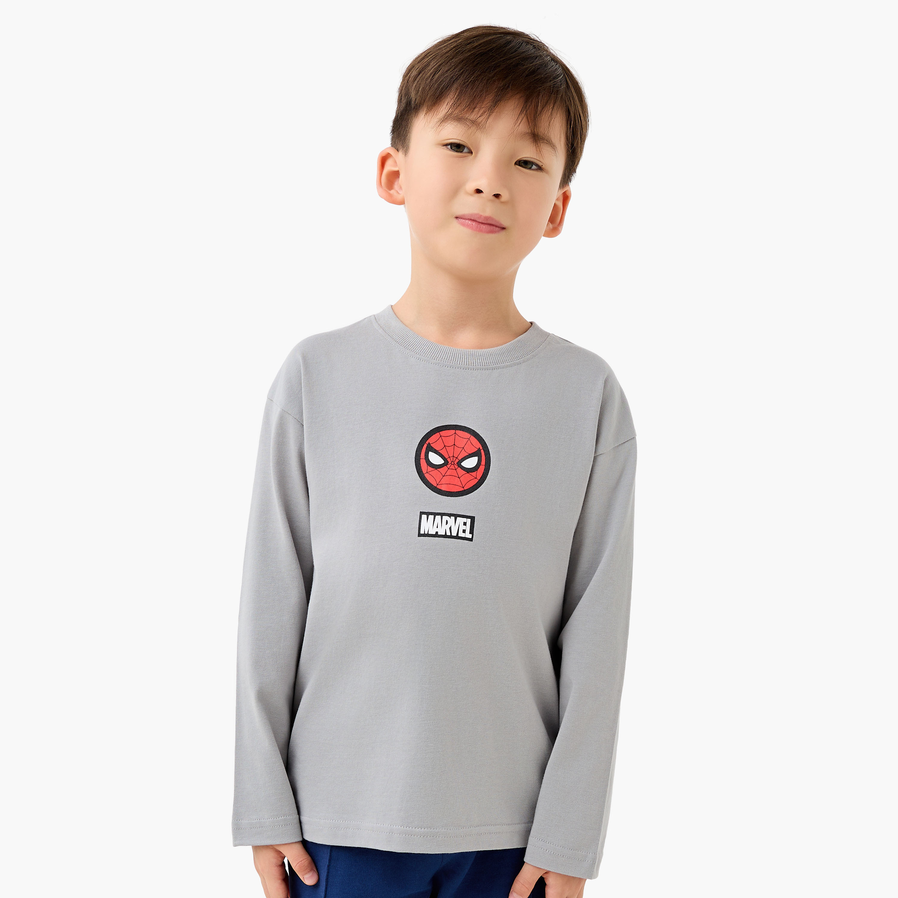 Boys Crew Neck T-shirt with Spider-Man Print - Cotton - Long Sleeves-boys-clothing-tshirtsandpolos-image-3