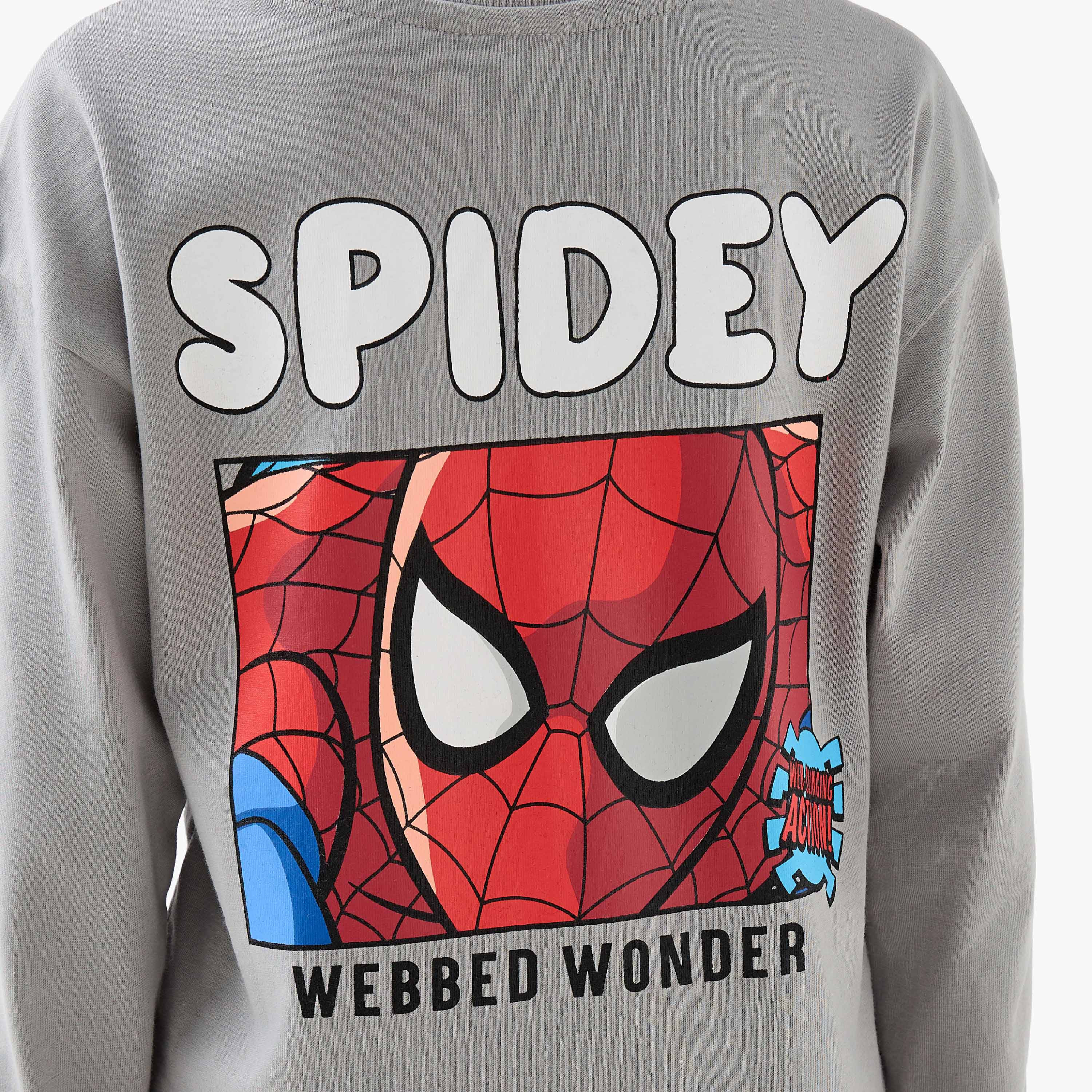 Boys Crew Neck T-shirt with Spider-Man Print - Cotton - Long Sleeves-boys-clothing-tshirtsandpolos-image-5