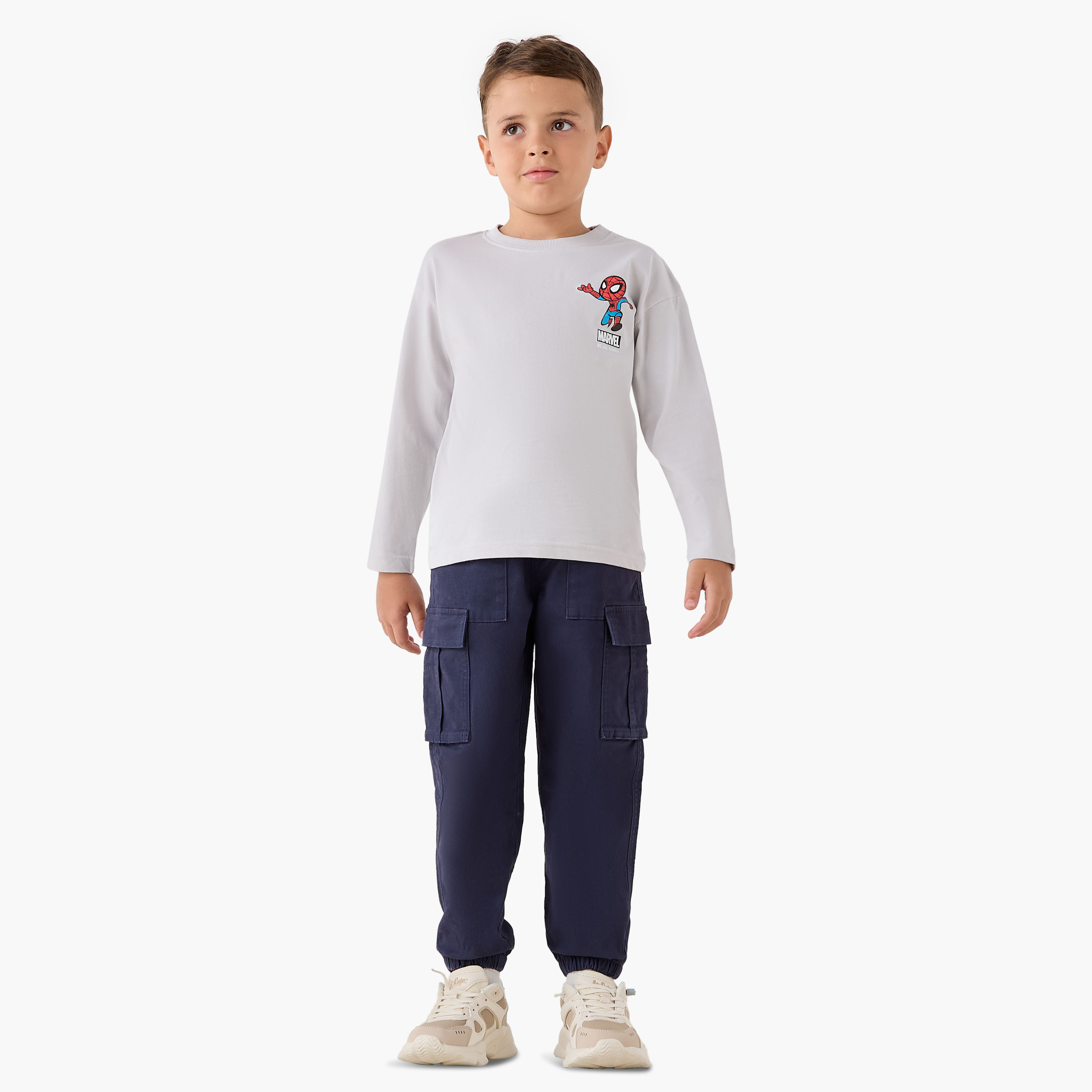 Boys Crew Neck T-shirt with Avengers Print - Cotton - Long Sleeves-boys-clothing-tshirtsandpolos-image-2