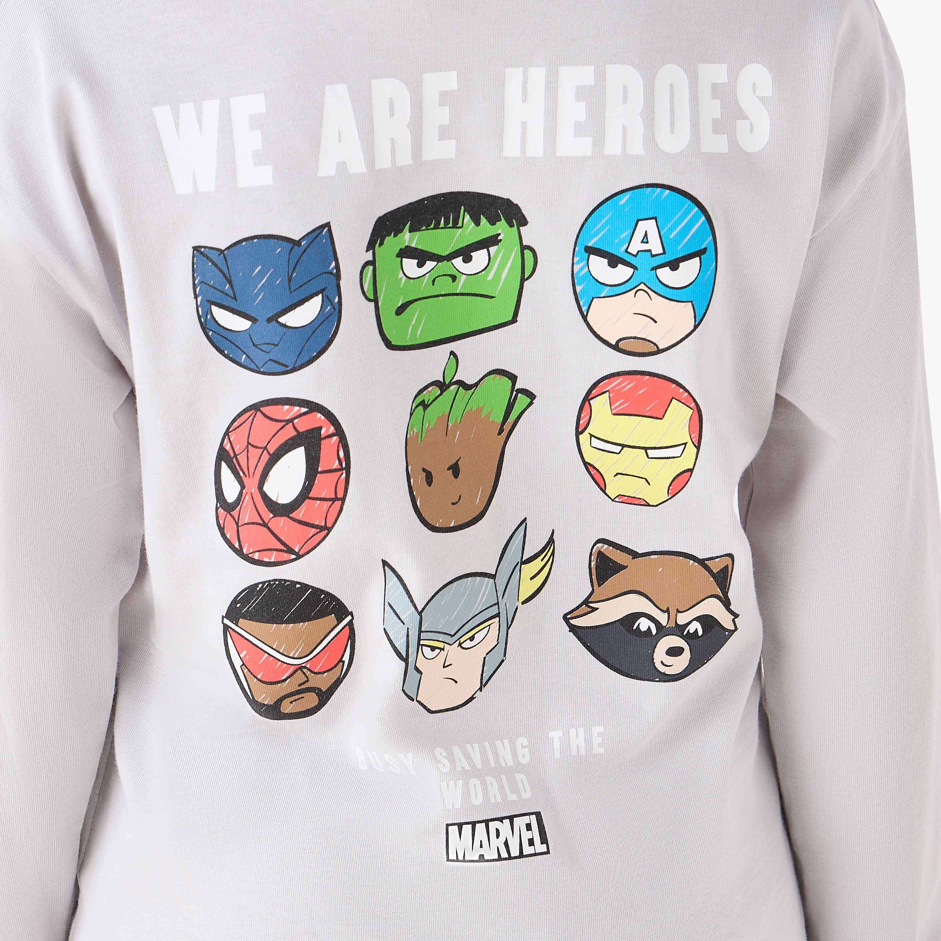 Boys Crew Neck T-shirt with Avengers Print - Cotton - Long Sleeves-boys-clothing-tshirtsandpolos-image-4