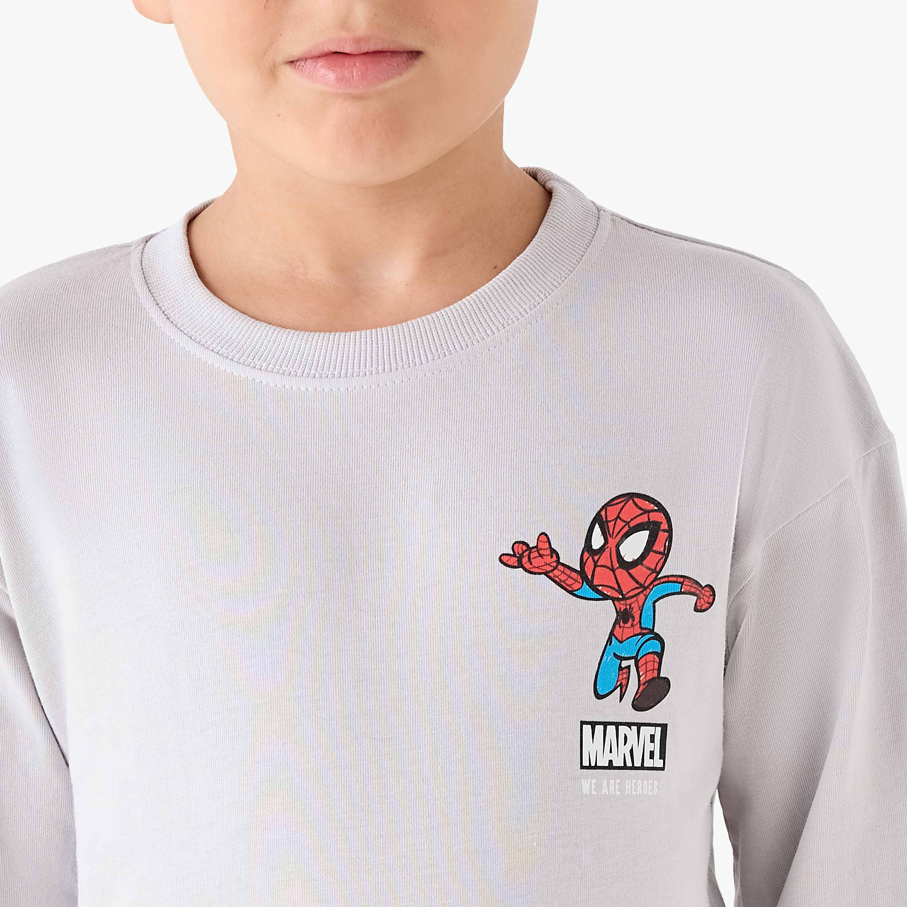 Boys Crew Neck T-shirt with Avengers Print - Cotton - Long Sleeves-boys-clothing-tshirtsandpolos-image-5