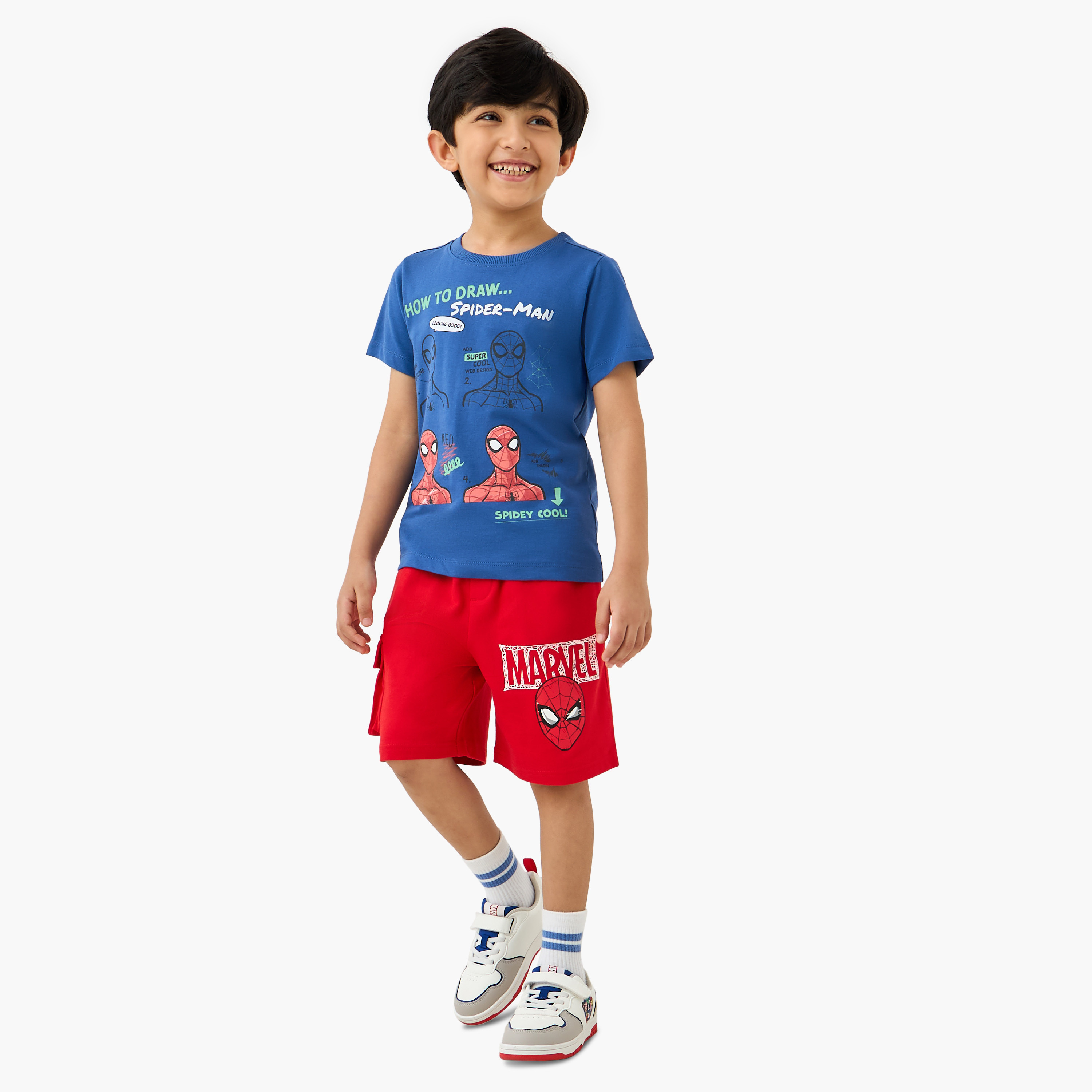 Spider-Man Print Shorts with Drawstring Closure and Pockets-boys-clothing-bottoms-shorts-image-2
