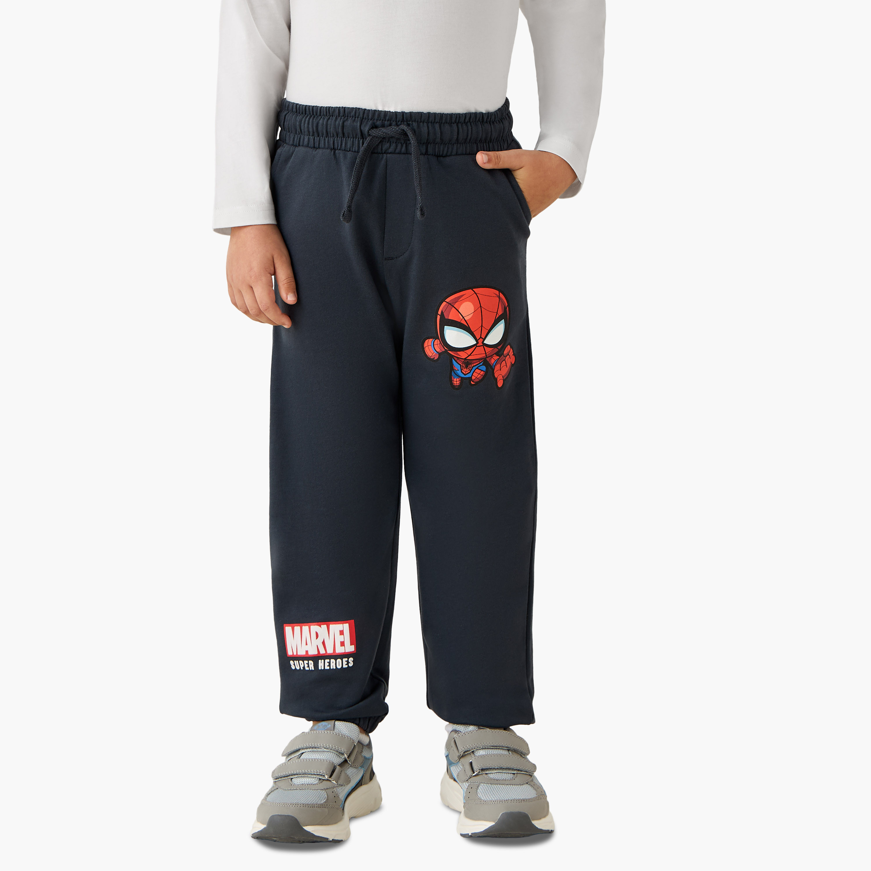 Boys Joggers with Spider-Man Print - Soft Cotton - Drawstring Waist-boys-clothing-bottoms-joggersandtrackpants-image-1