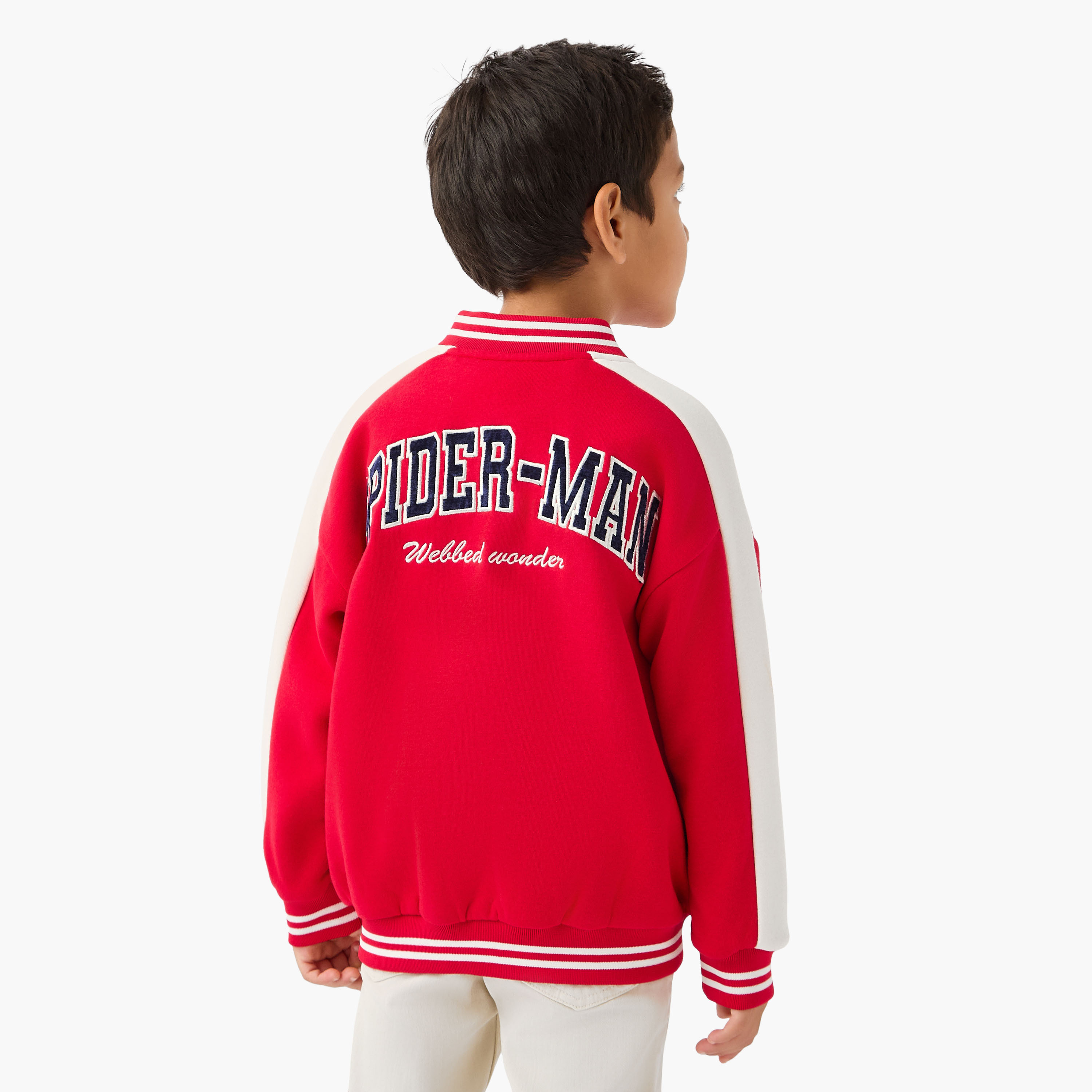 جاكيت بومبر بأكمام طويلة مزين بتطريز سبايدر مان-boys-clothing-jacketsandcoats-image-3