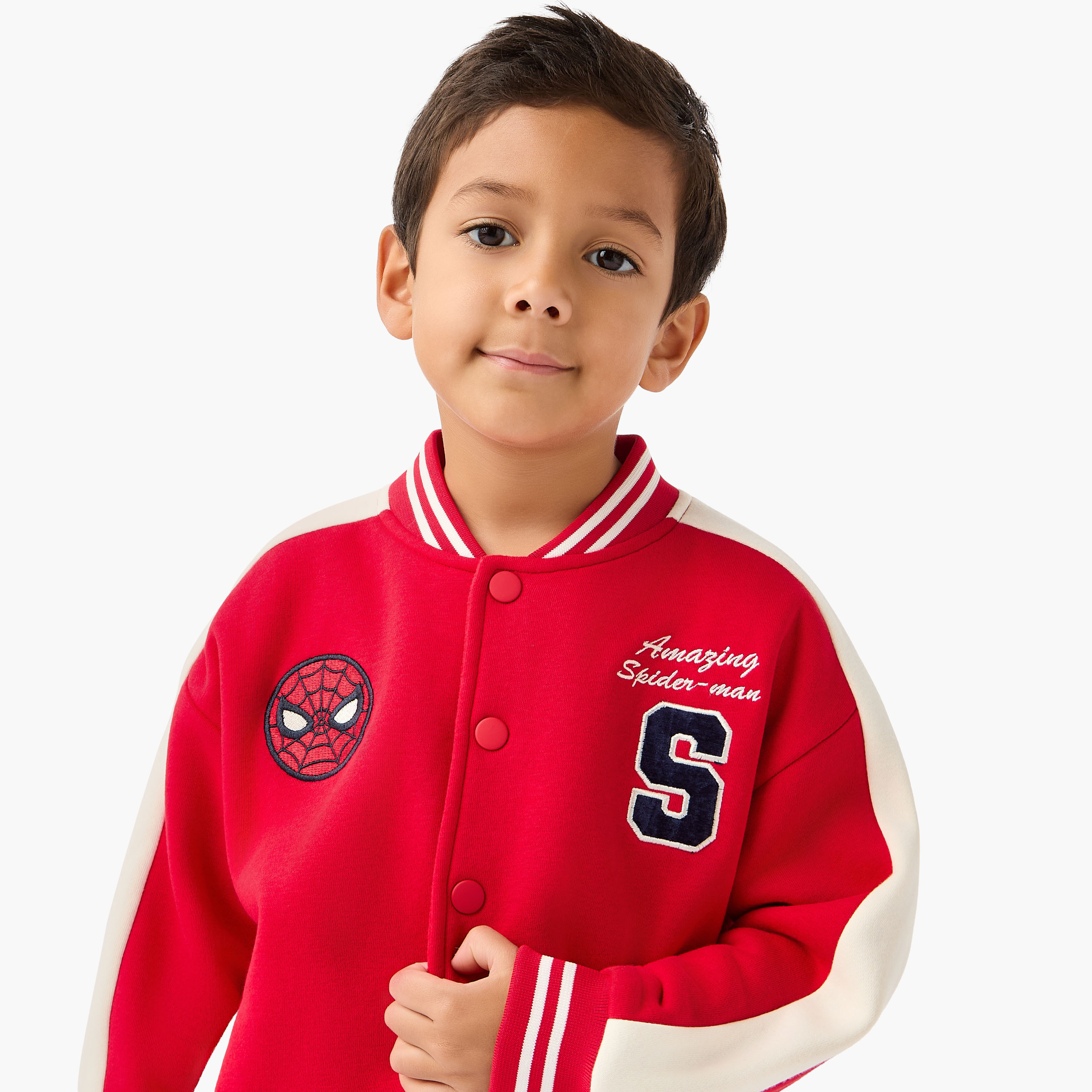 جاكيت بومبر بأكمام طويلة مزين بتطريز سبايدر مان-boys-clothing-jacketsandcoats-image-2