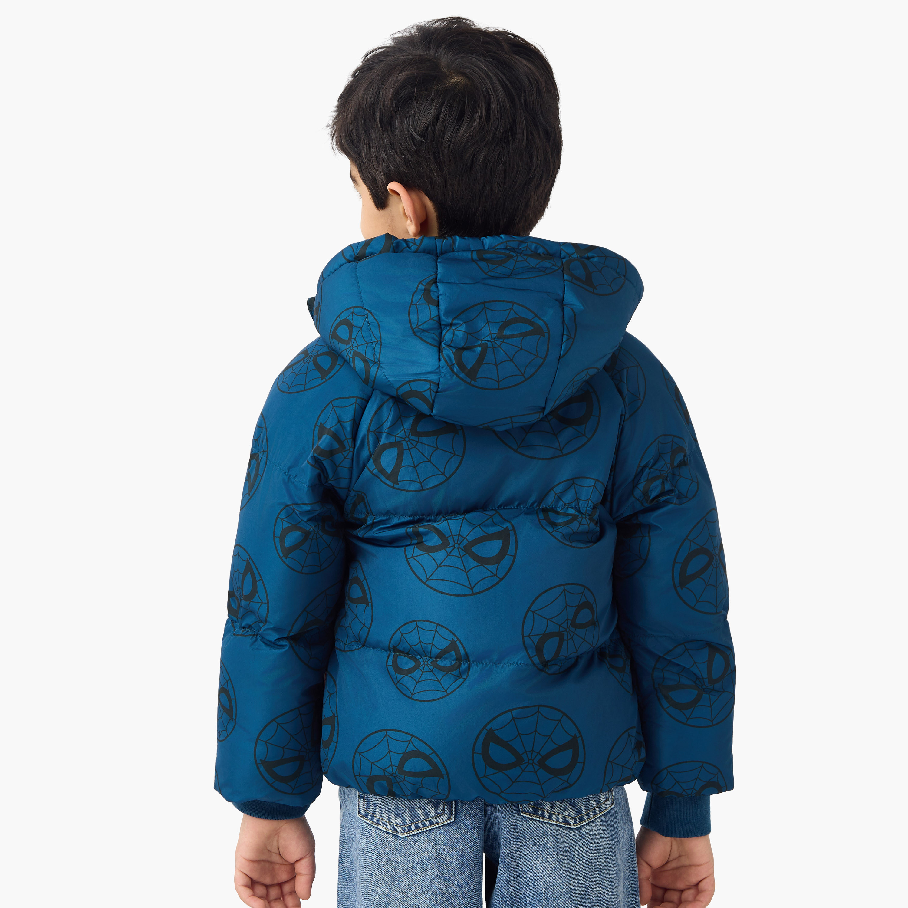 Spider-Man Print Hooded Jacket with Long Sleeves-boys-clothing-jacketsandcoats-image-3
