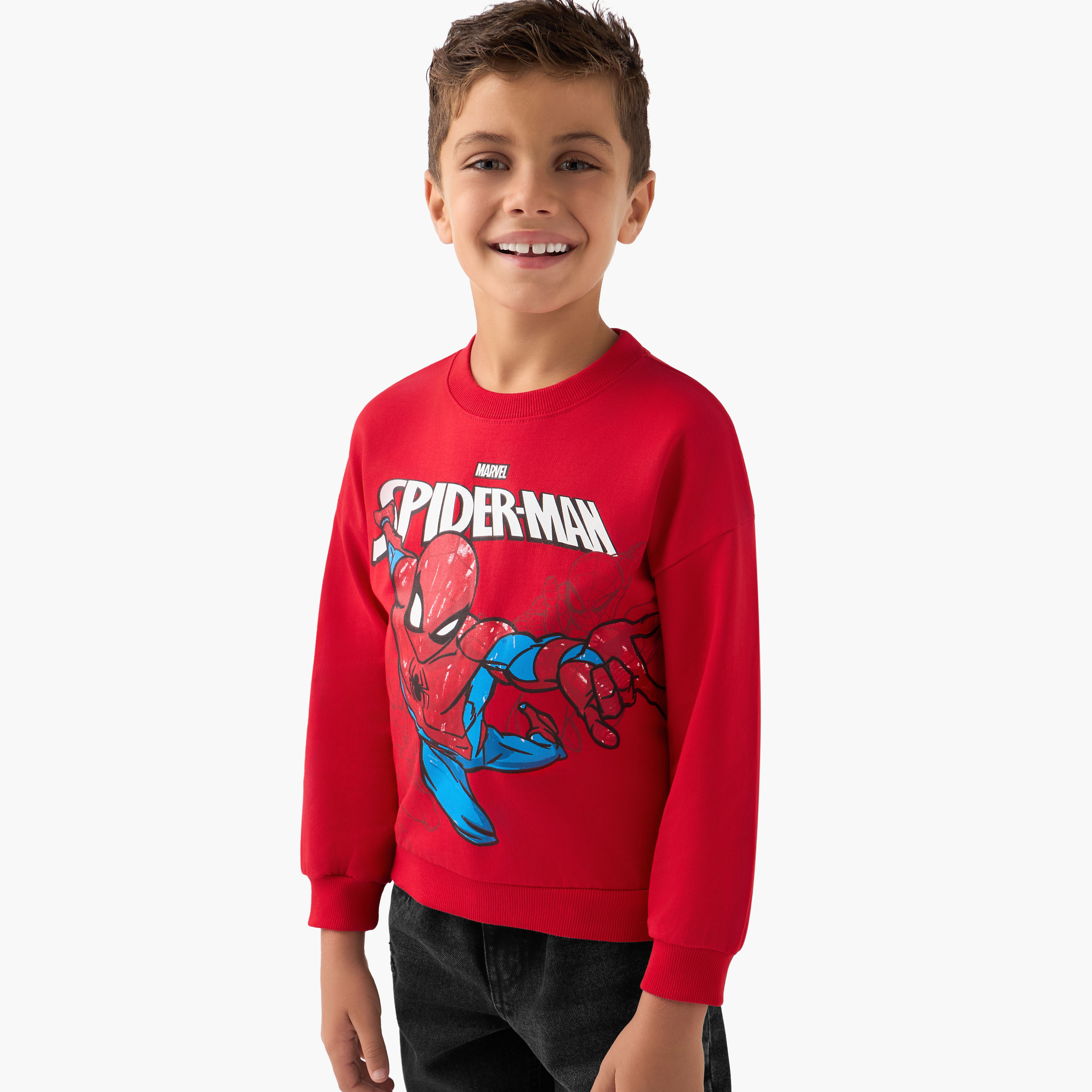 Spider-Man Print Pullover with Crew Neck-boys-clothing-sweatshirts-image-1