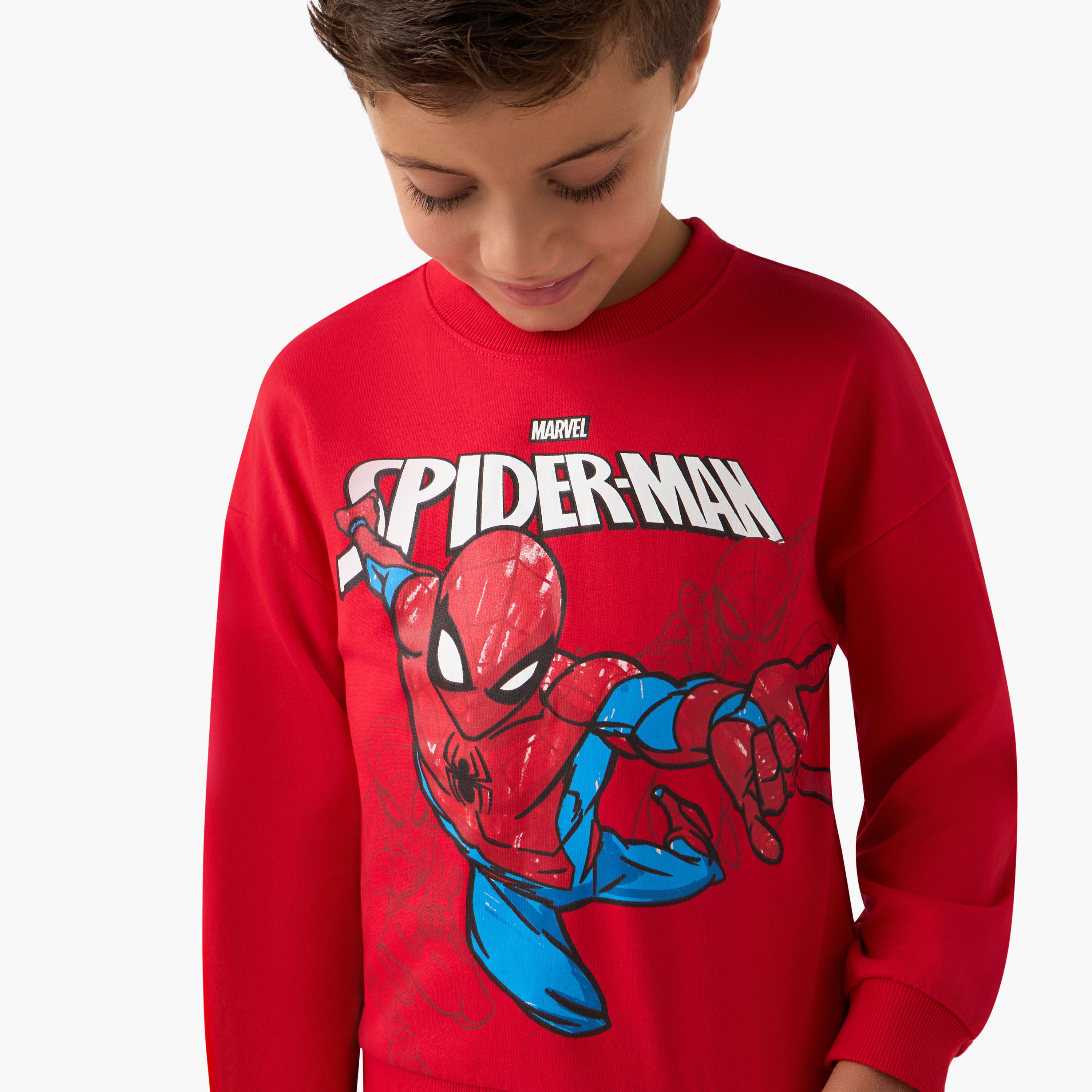 Spider-Man Print Pullover with Crew Neck-boys-clothing-sweatshirts-image-4