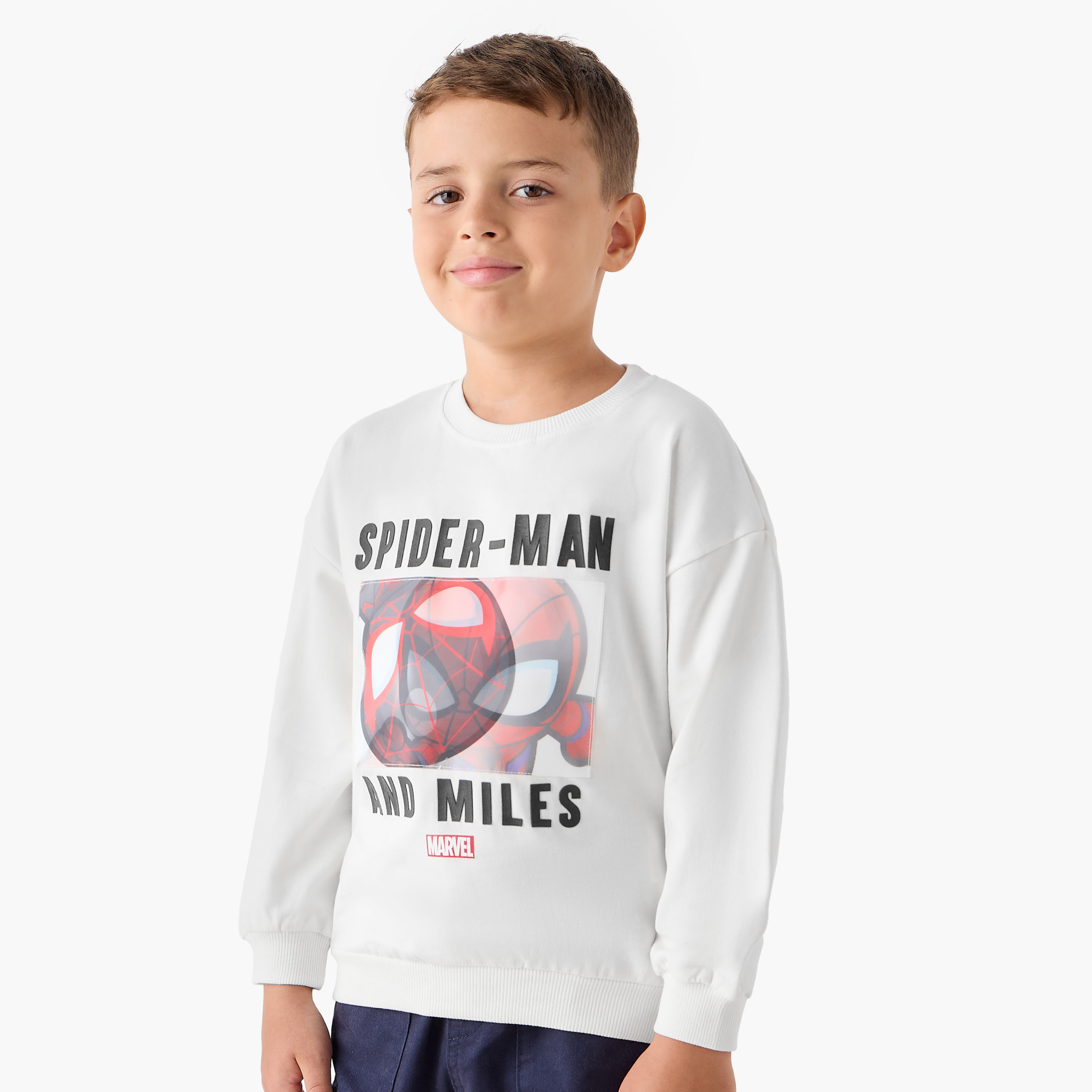 Spider-Man Print Sweatshirt with Long Sleeves-boys-clothing-sweatshirts-image-1