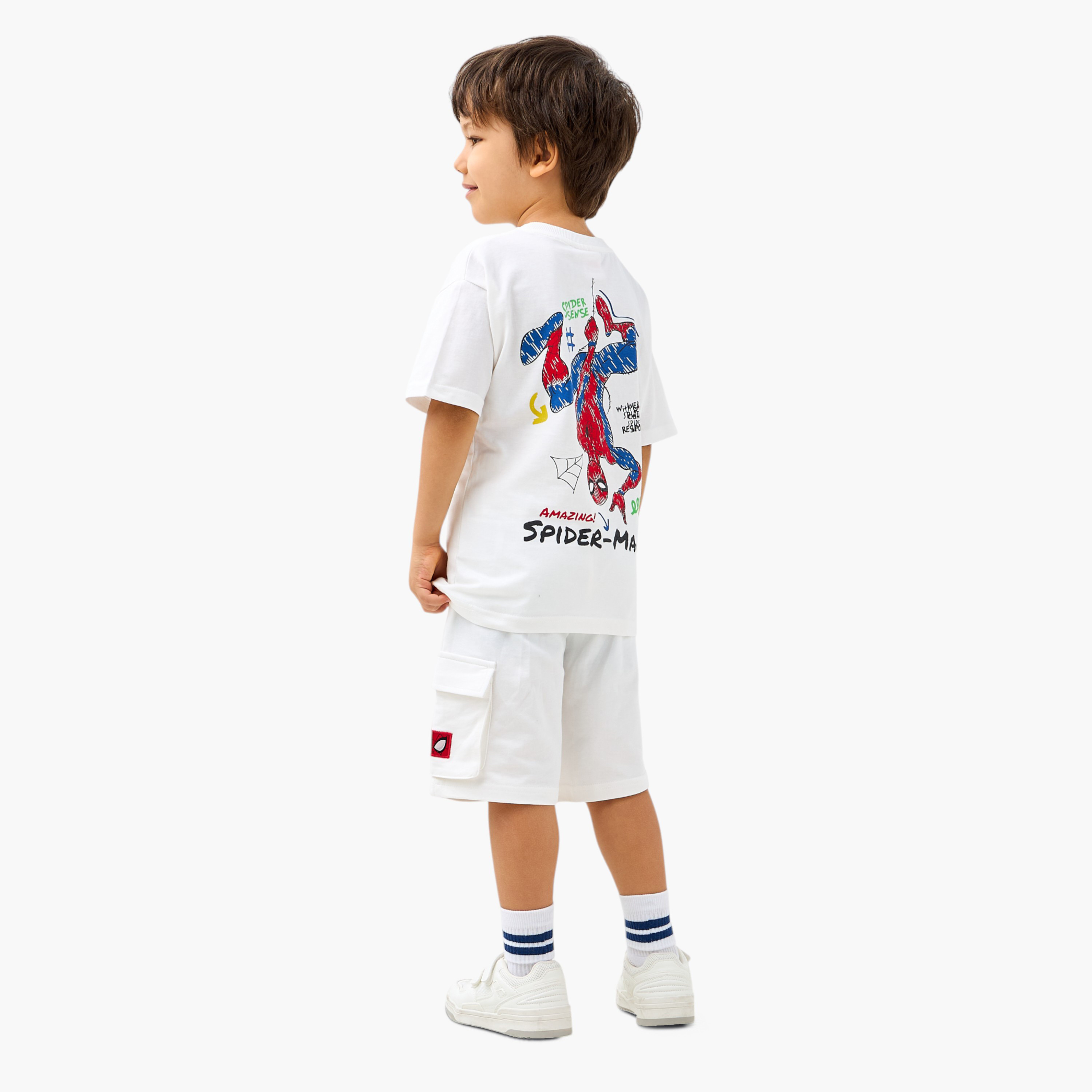 طقم تيشيرت وشورت بطبعات سبايدرمان-boys-clothing-setsandcoords-image-1