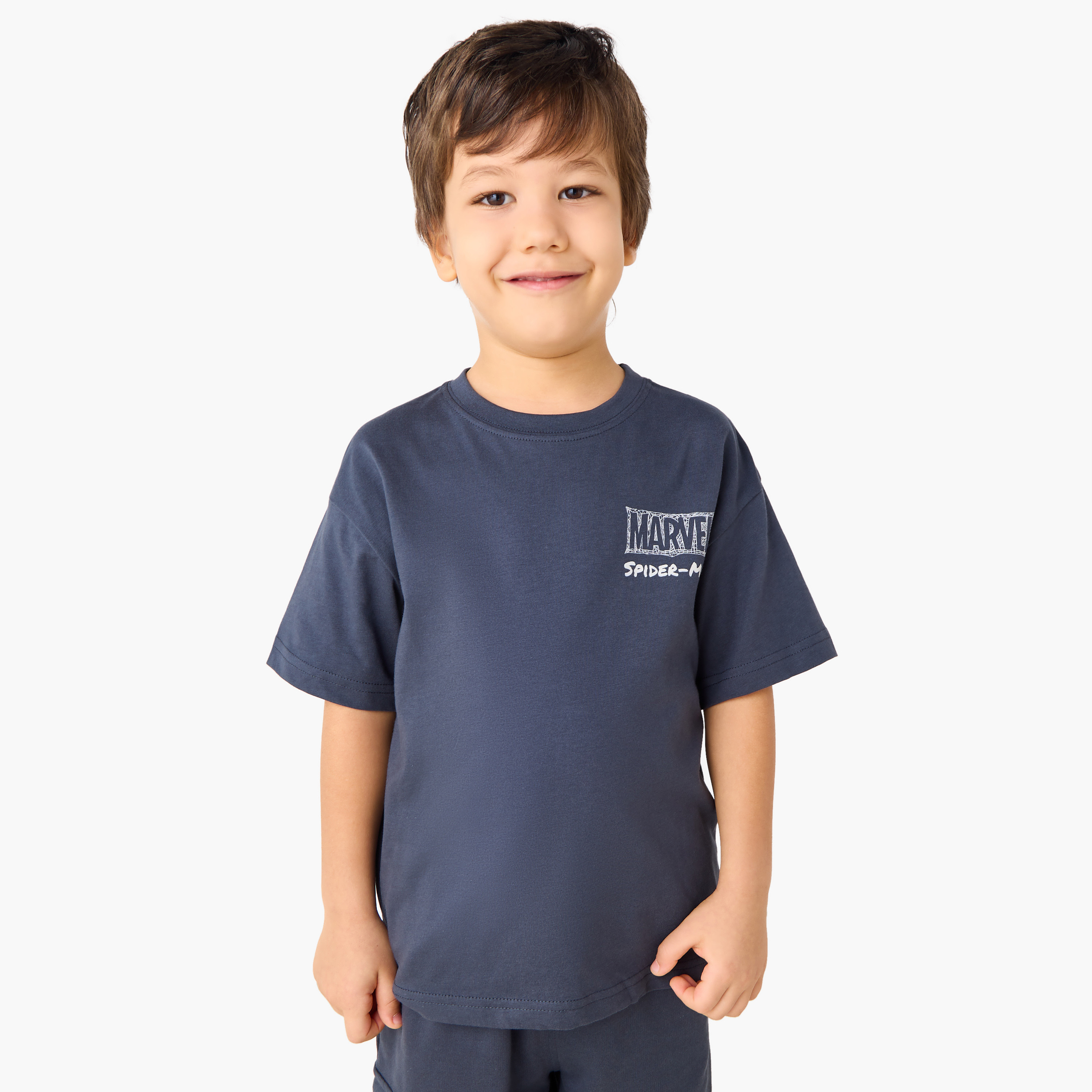 طقم تيشيرت بطبعات سبايدرمان وشورت-boys-clothing-setsandcoords-image-2