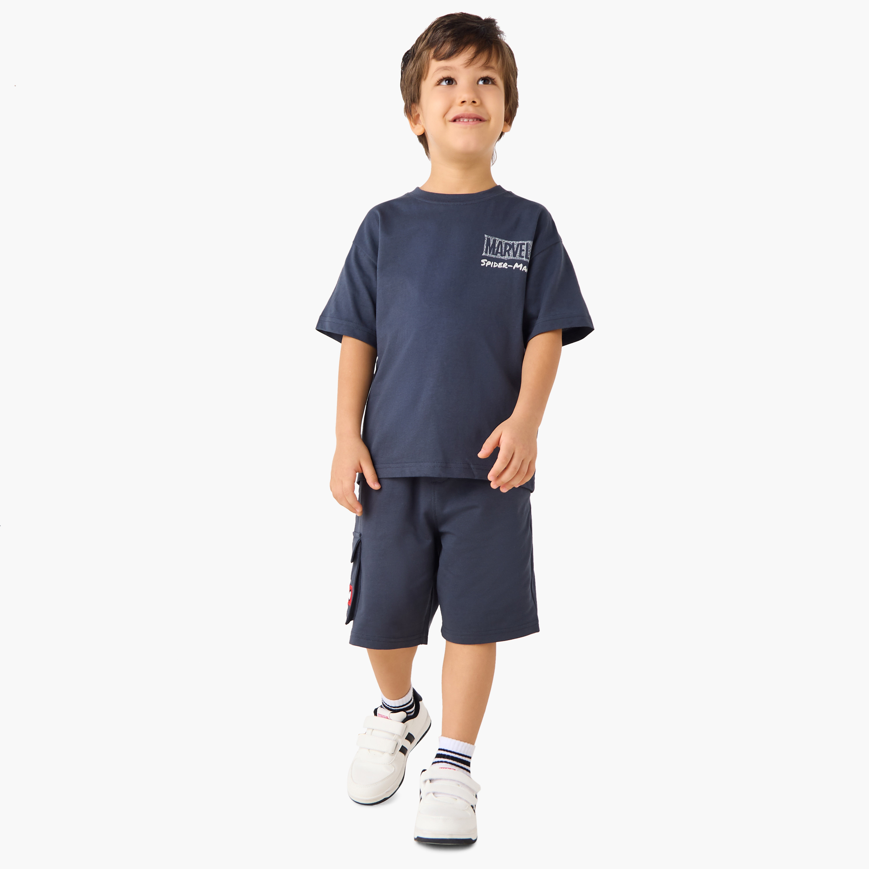 طقم تيشيرت بطبعات سبايدرمان وشورت-boys-clothing-setsandcoords-image-4