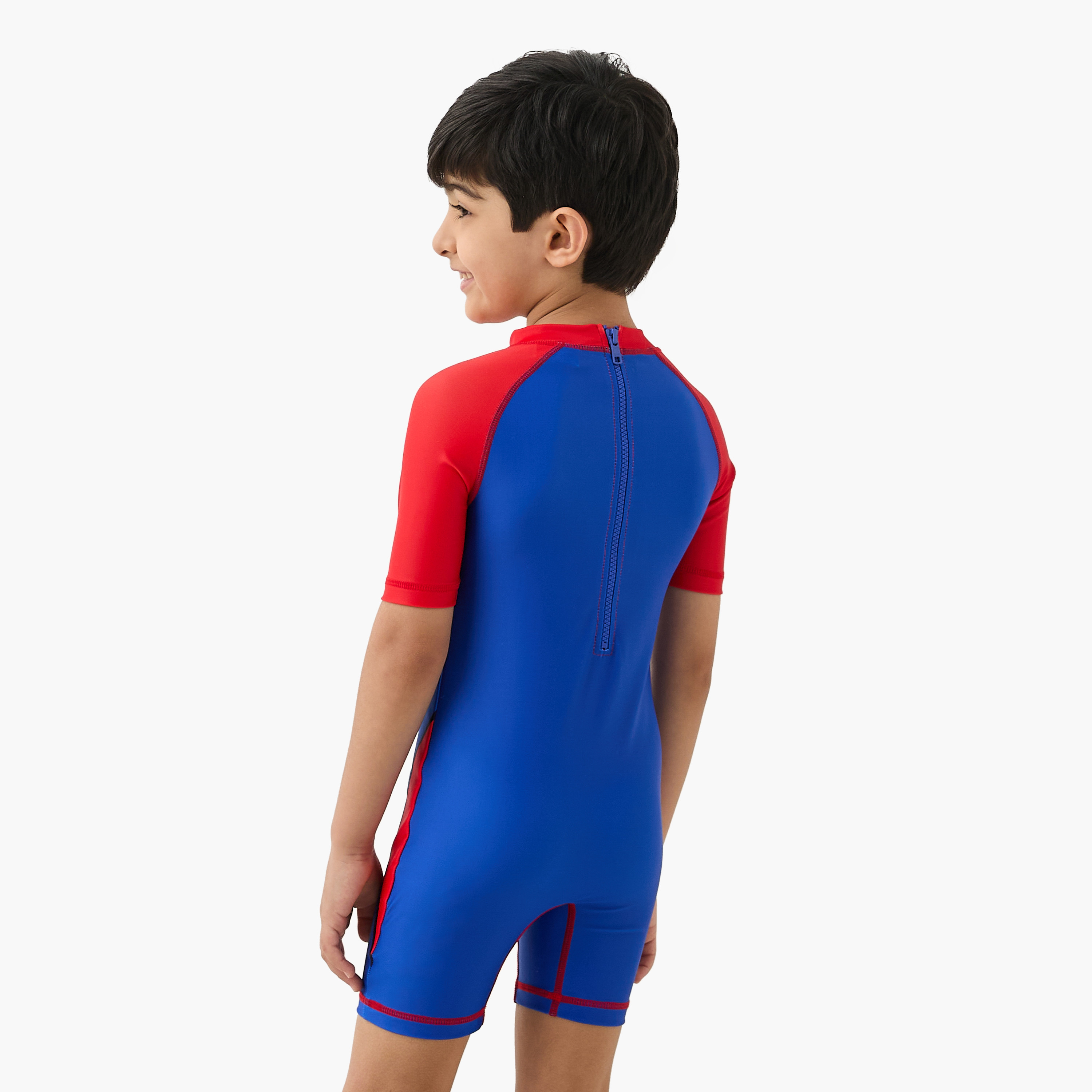 Spider-Man Print Swimsuit with Zip Closure-sports-boys-clothing-swimwear-image-3