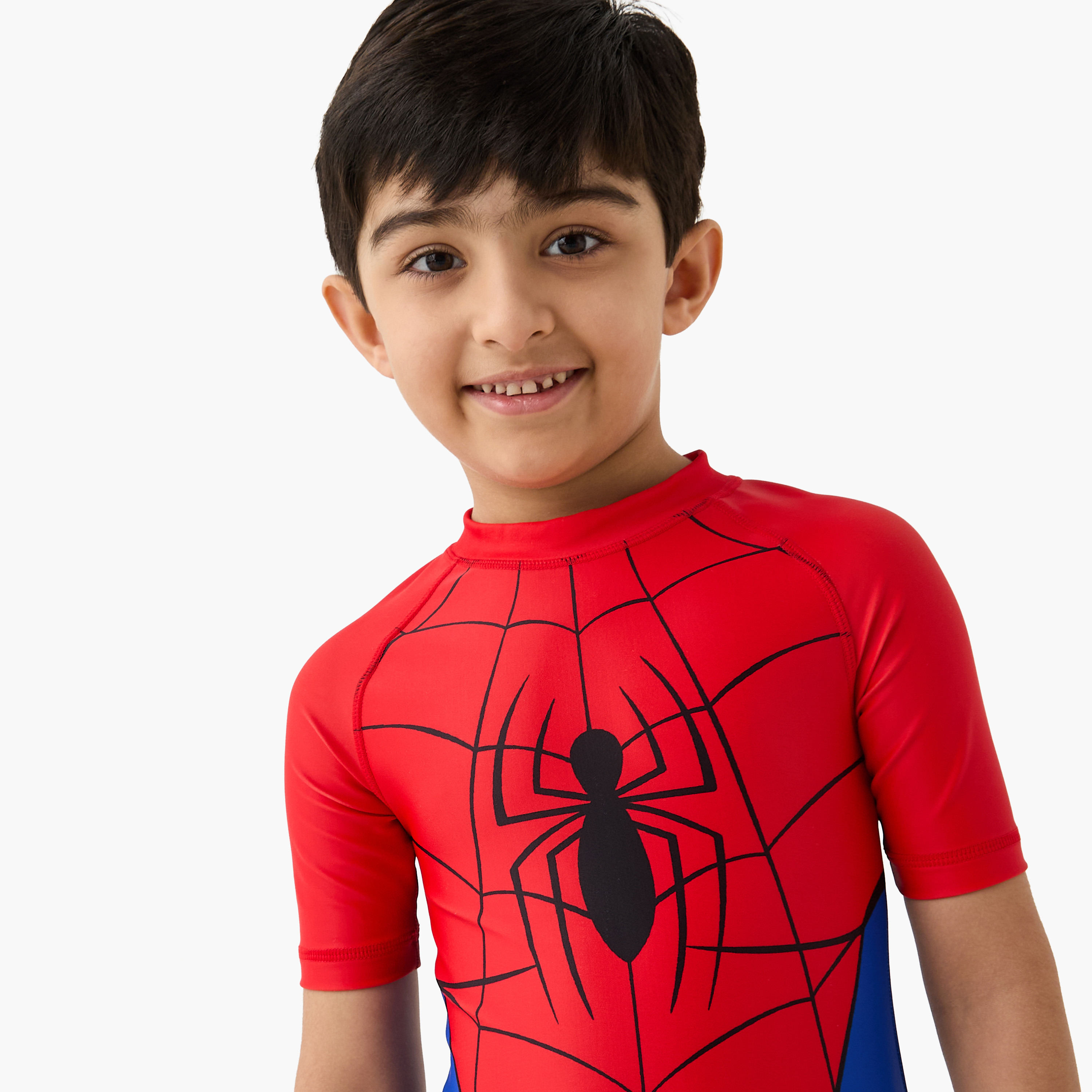Spider-Man Print Swimsuit with Zip Closure-sports-boys-clothing-swimwear-image-4