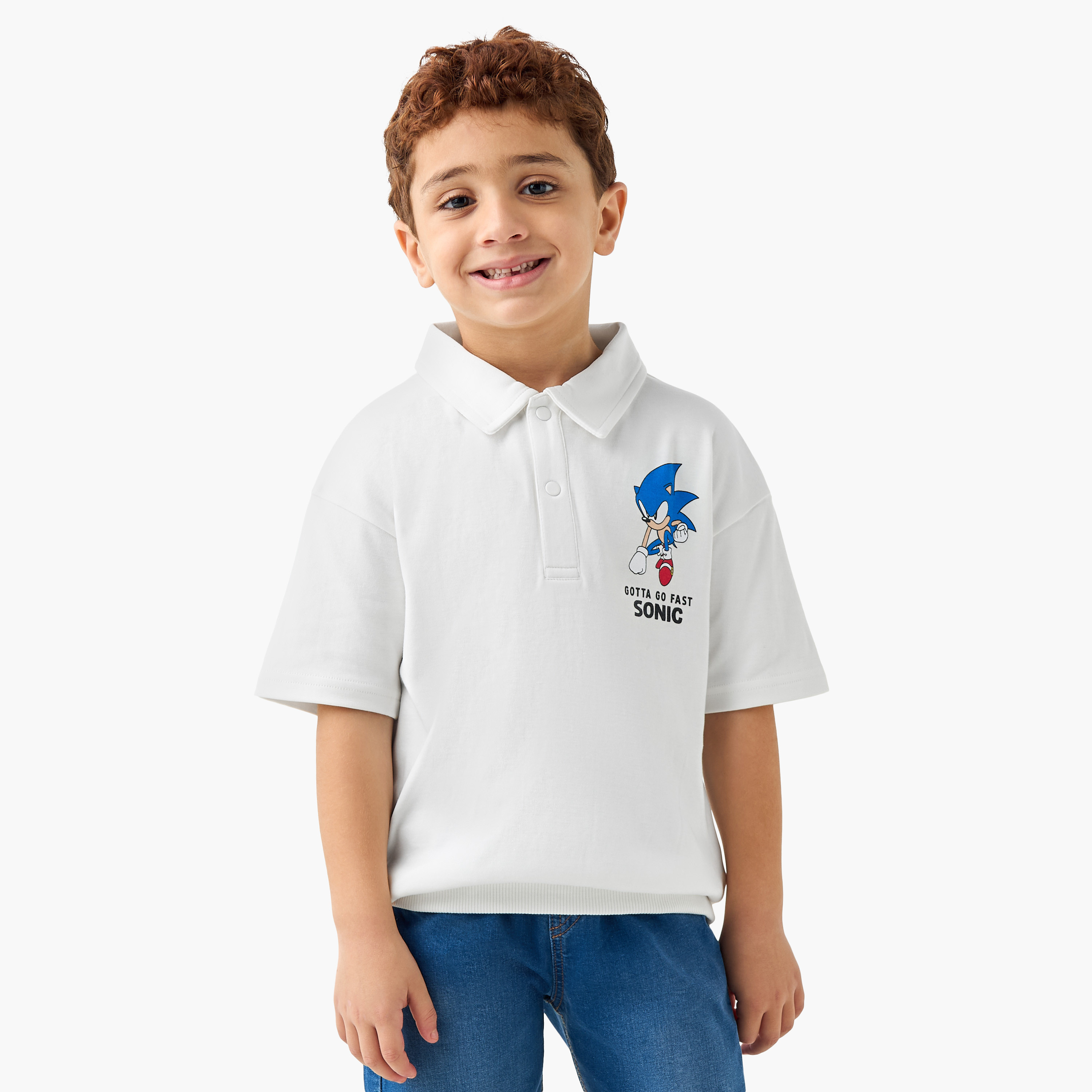 Sonic the Hedgehog Print Polo T-shirt with Short Sleeves-boys-clothing-tshirtsandpolos-image-1