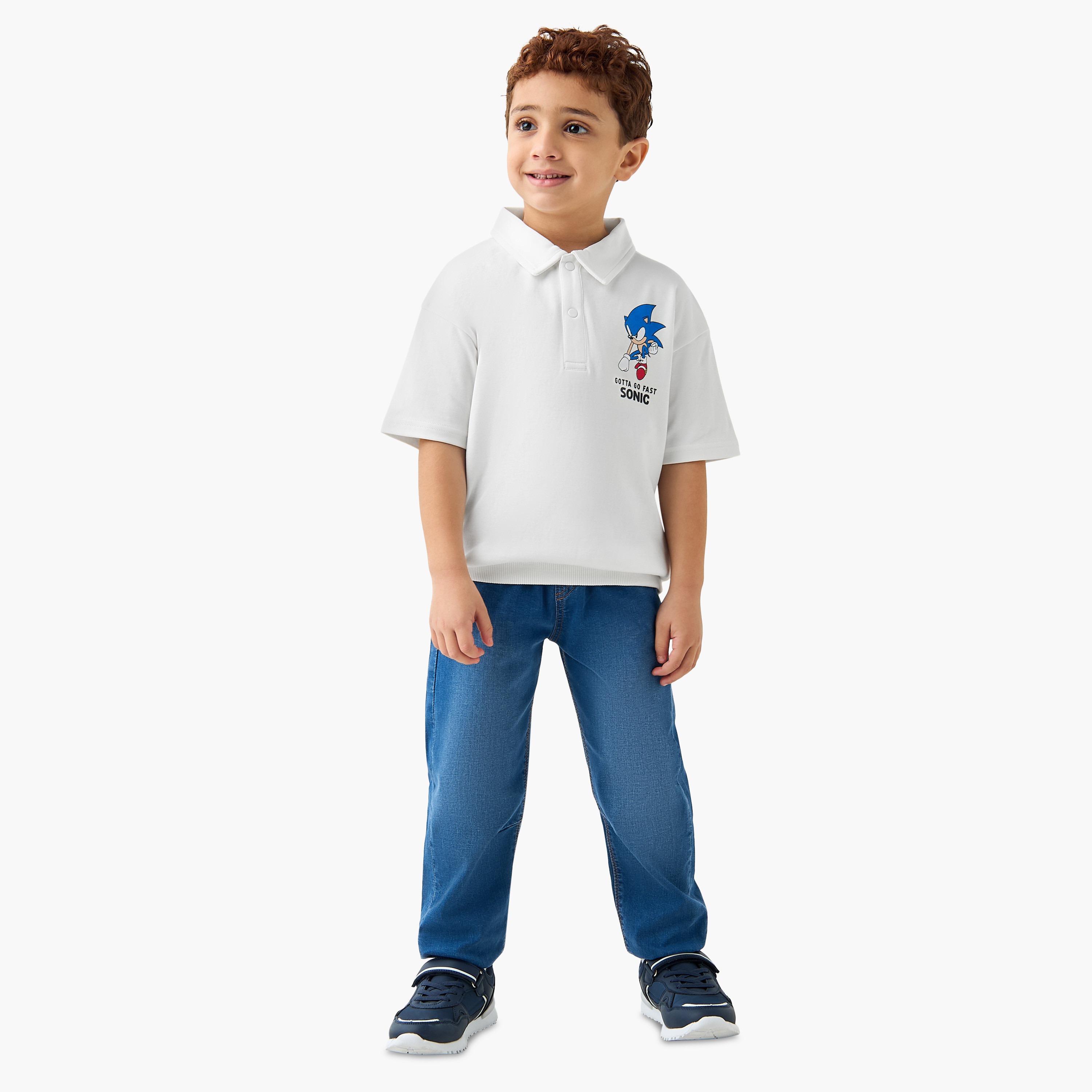 Sonic the Hedgehog Print Polo T-shirt with Short Sleeves-boys-clothing-tshirtsandpolos-image-2