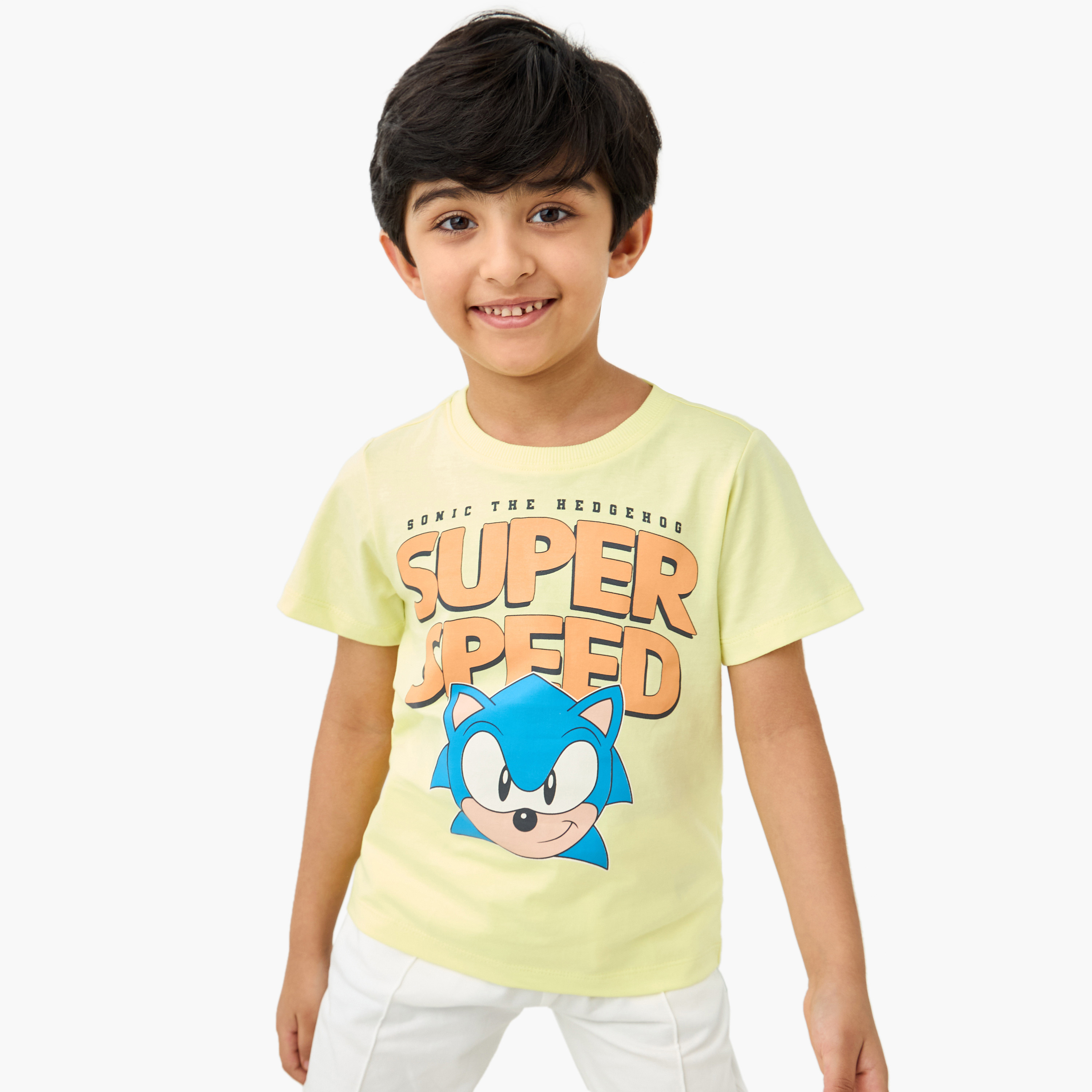 Sonic the Hedgehog Graphic Print Crew Neck T-shirt with Short Sleeves-boys-clothing-tshirtsandpolos-image-1