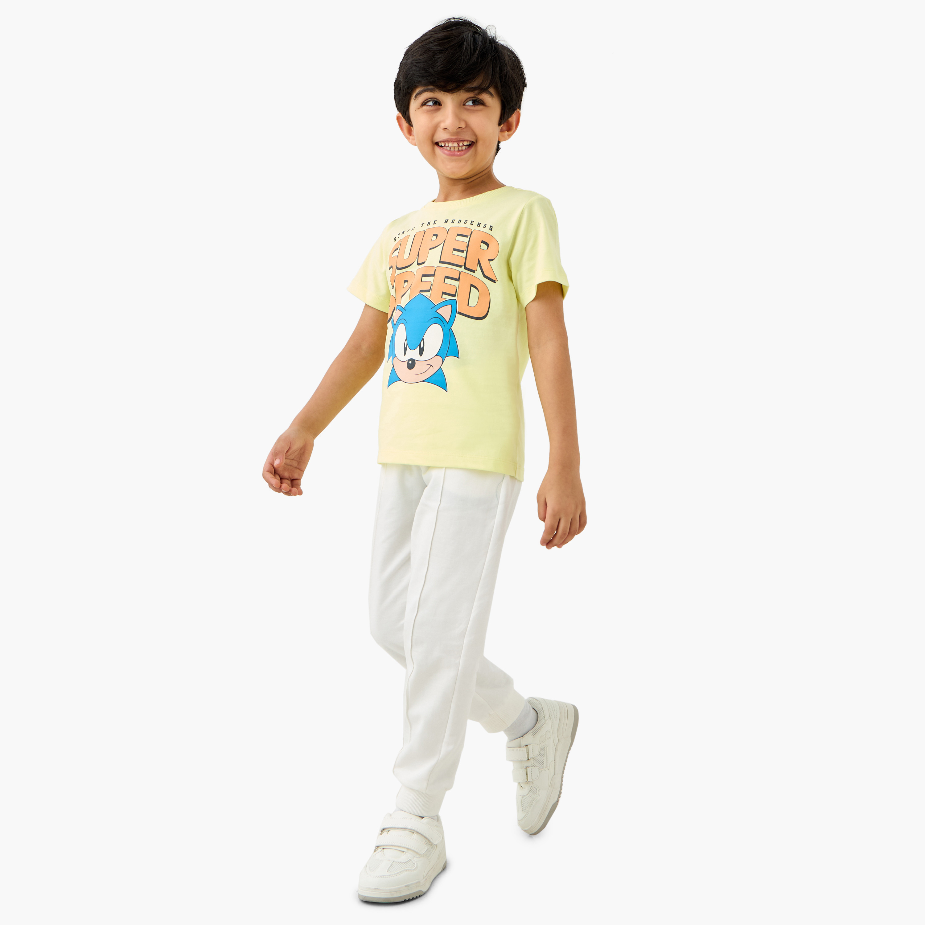 Sonic the Hedgehog Graphic Print Crew Neck T-shirt with Short Sleeves-boys-clothing-tshirtsandpolos-image-2