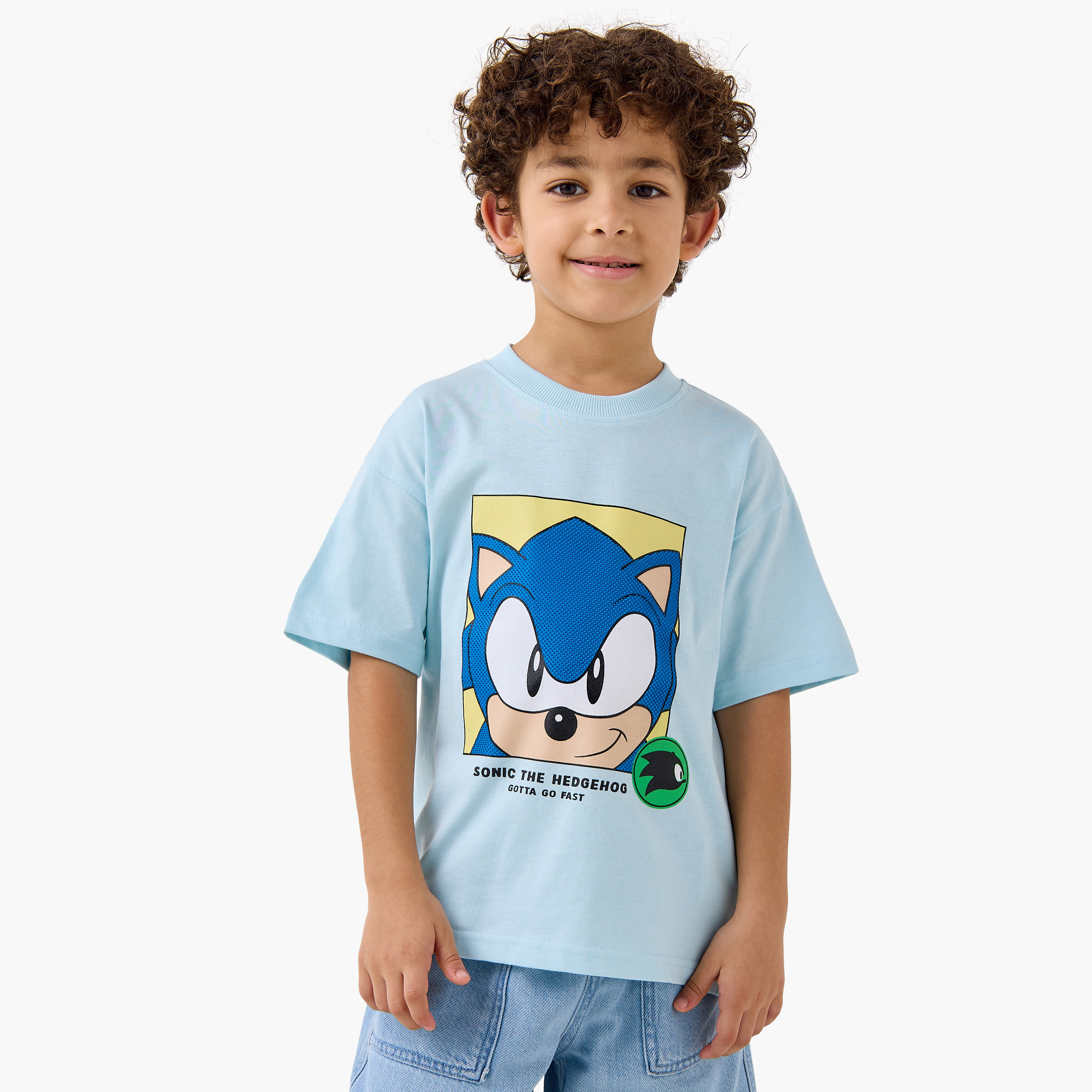 Sonic the Hedgehog Print T-shirt with Short Sleeves-boys-clothing-tshirtsandpolos-image-1