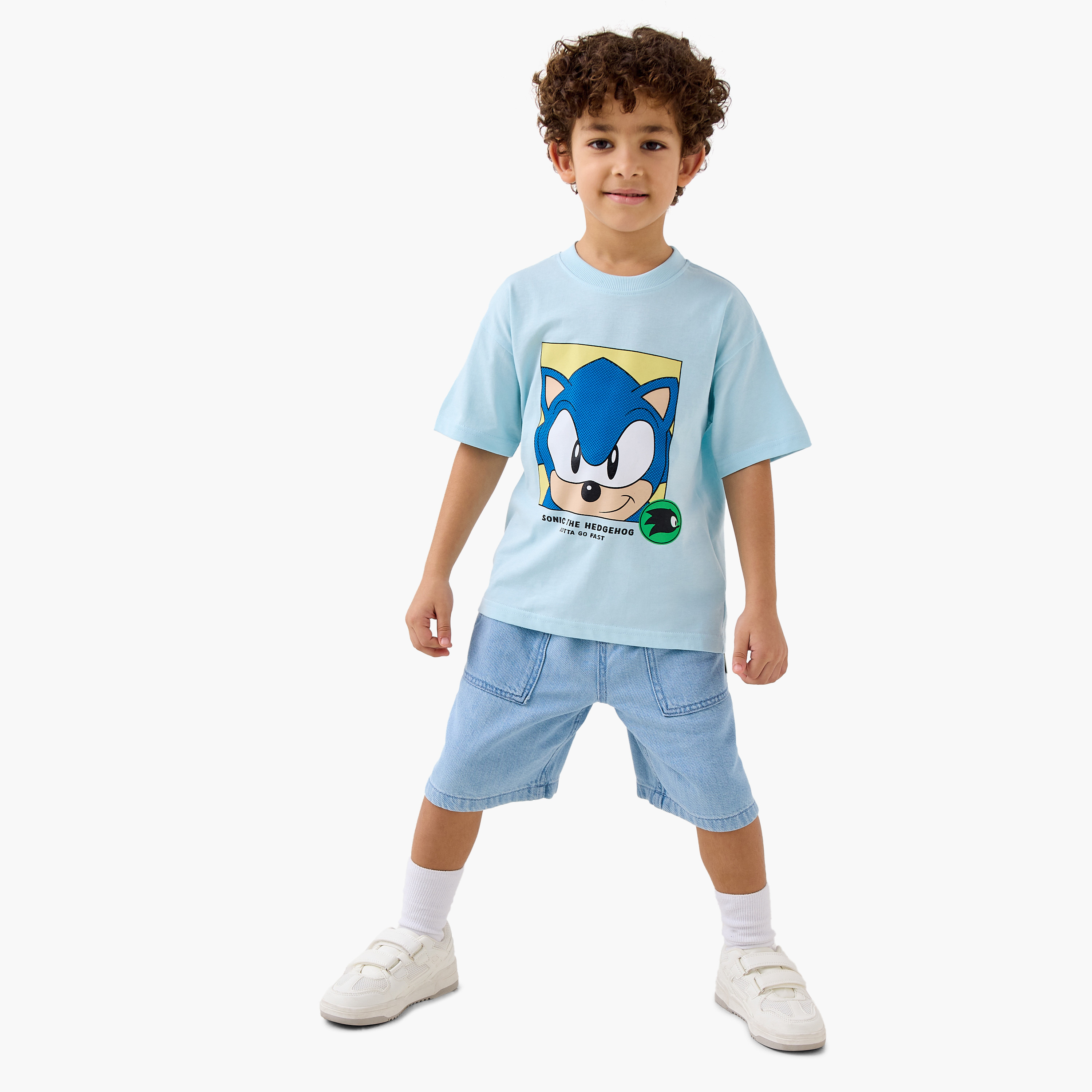 Sonic the Hedgehog Print T-shirt with Short Sleeves-boys-clothing-tshirtsandpolos-image-2