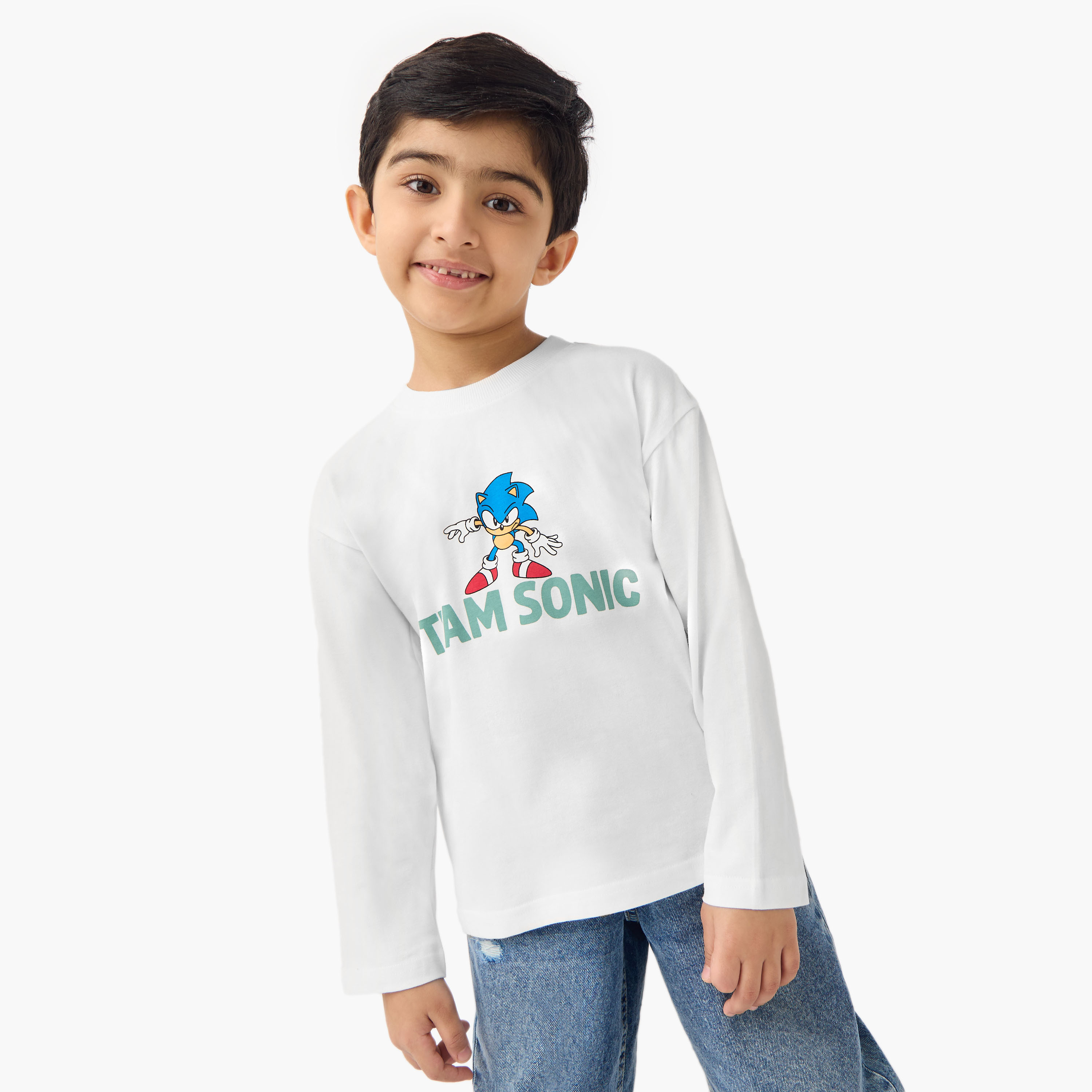 Sonic the Hedgehog Print T-shirt with Long Sleeves-boys-clothing-tshirtsandpolos-image-3